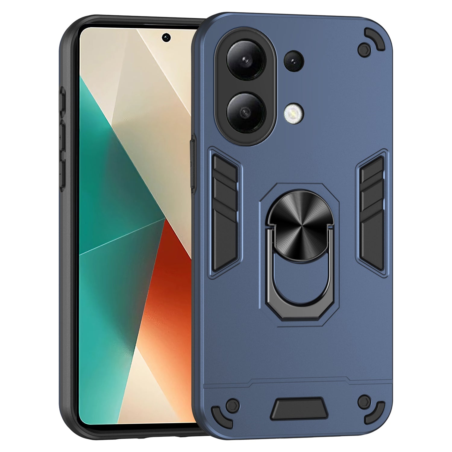 For Xiaomi Redmi Note 13 4G Case PC+TPU Shock-Absorption Phone Cover Support Magnetic Car Mount