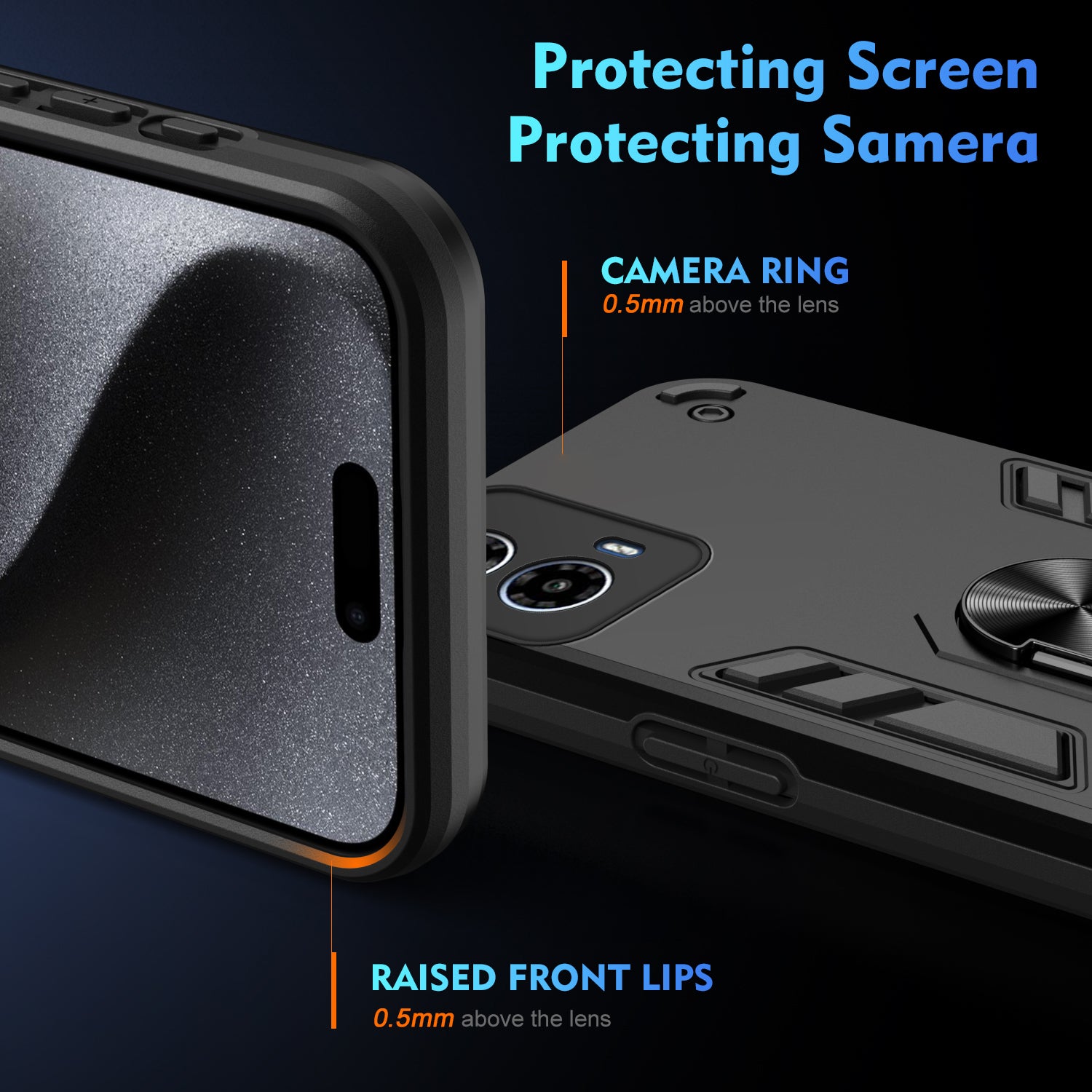For Motorola Moto G34 5G Case Kickstand Hybrid PC+TPU Phone Cover with Car Mount Metal Sheet