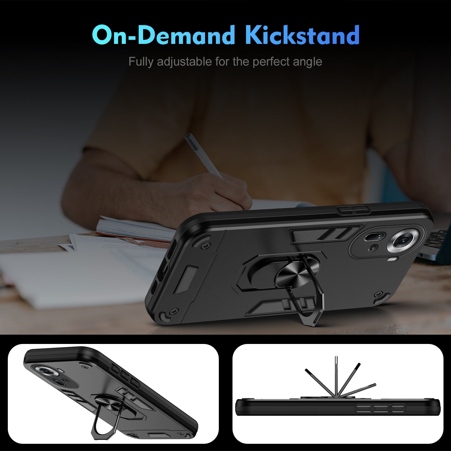 For Oppo Reno11 5G (Global) Kickstand Case Drop-Proof Phone Cover Support Magnetic Car Mount