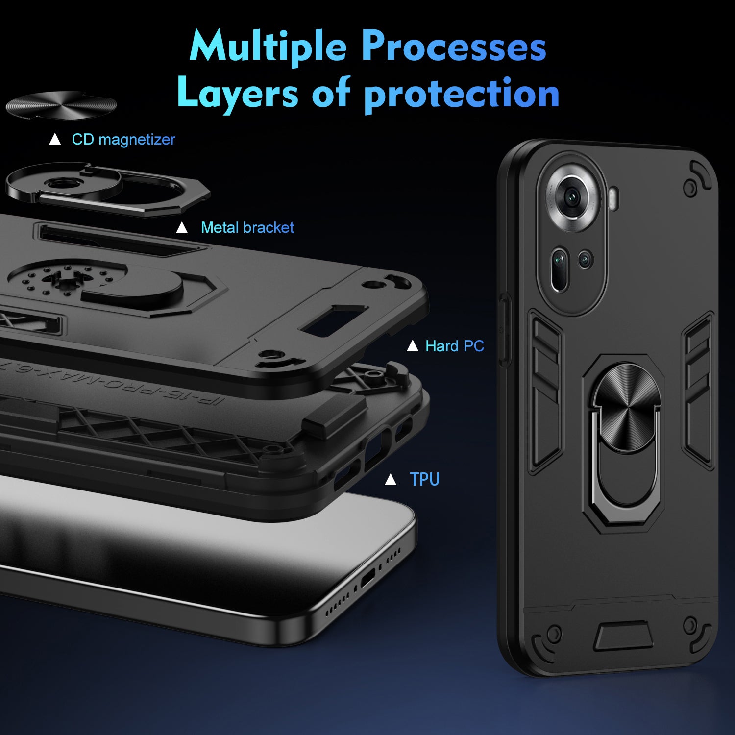 For Oppo Reno11 5G (Global) Kickstand Case Drop-Proof Phone Cover Support Magnetic Car Mount