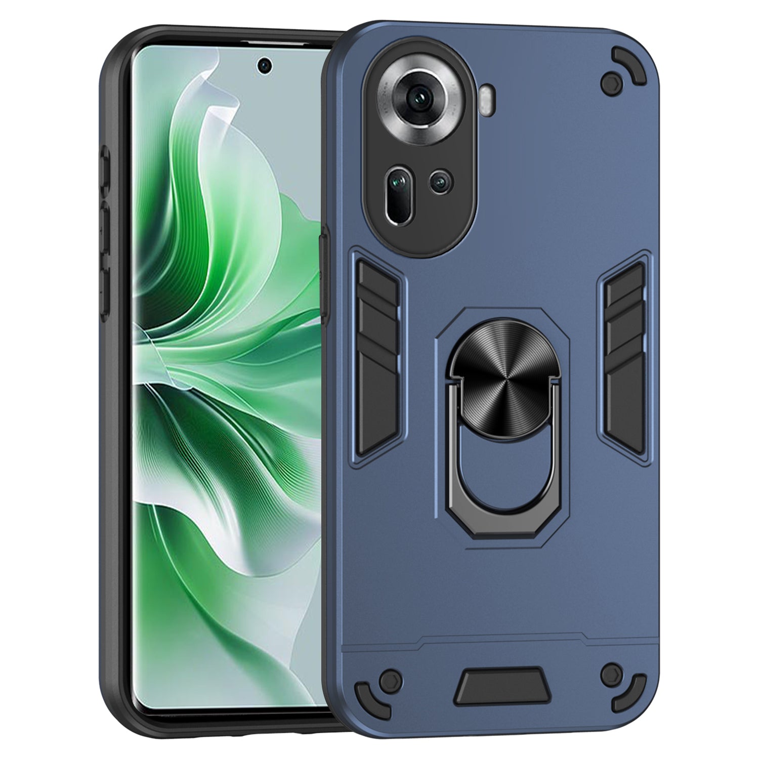 For Oppo Reno11 5G (Global) Kickstand Case Drop-Proof Phone Cover Support Magnetic Car Mount
