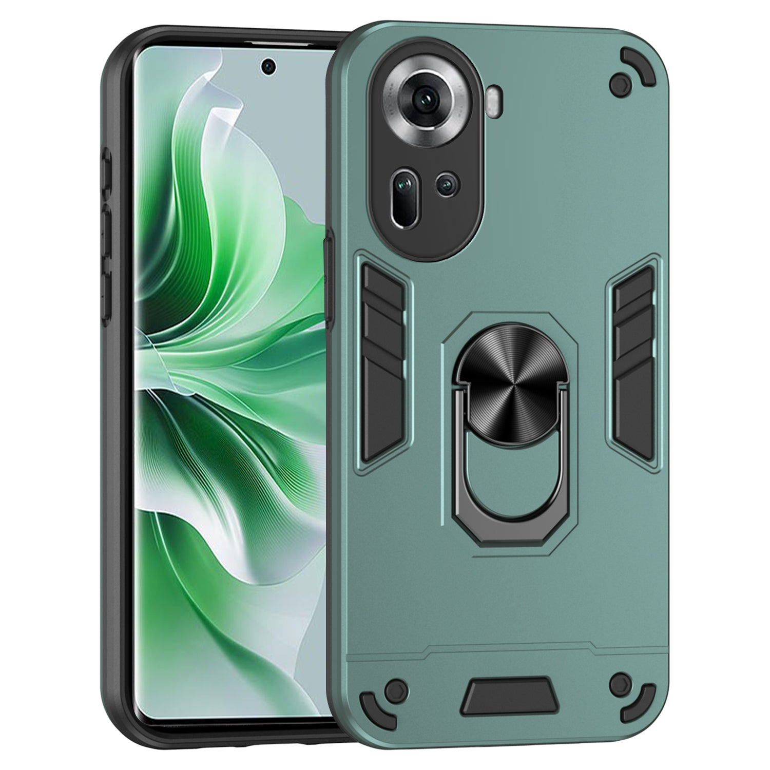 For Oppo Reno11 5G (Global) Kickstand Case Drop-Proof Phone Cover Support Magnetic Car Mount