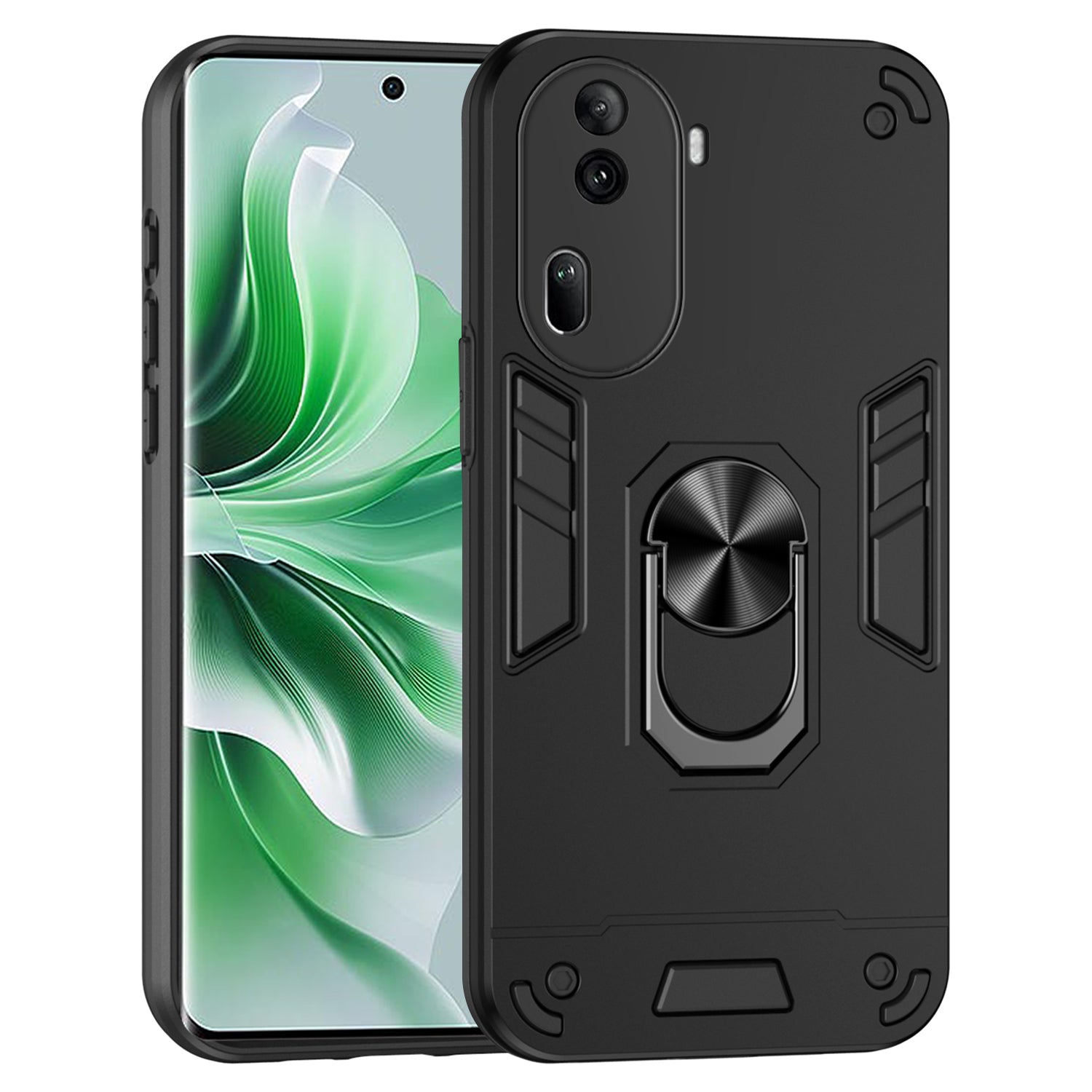 For Oppo Reno11 Pro 5G (Global) Case Ring Kickstand Anti-fall Phone Cover Supports Magnetic Car Mount