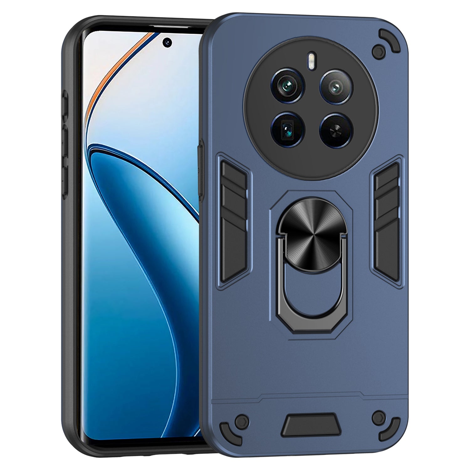 For Realme 12 Pro 5G / 12 Pro+ 5G Case Kickstand PC+TPU Anti-Fall Protection Phone Cover