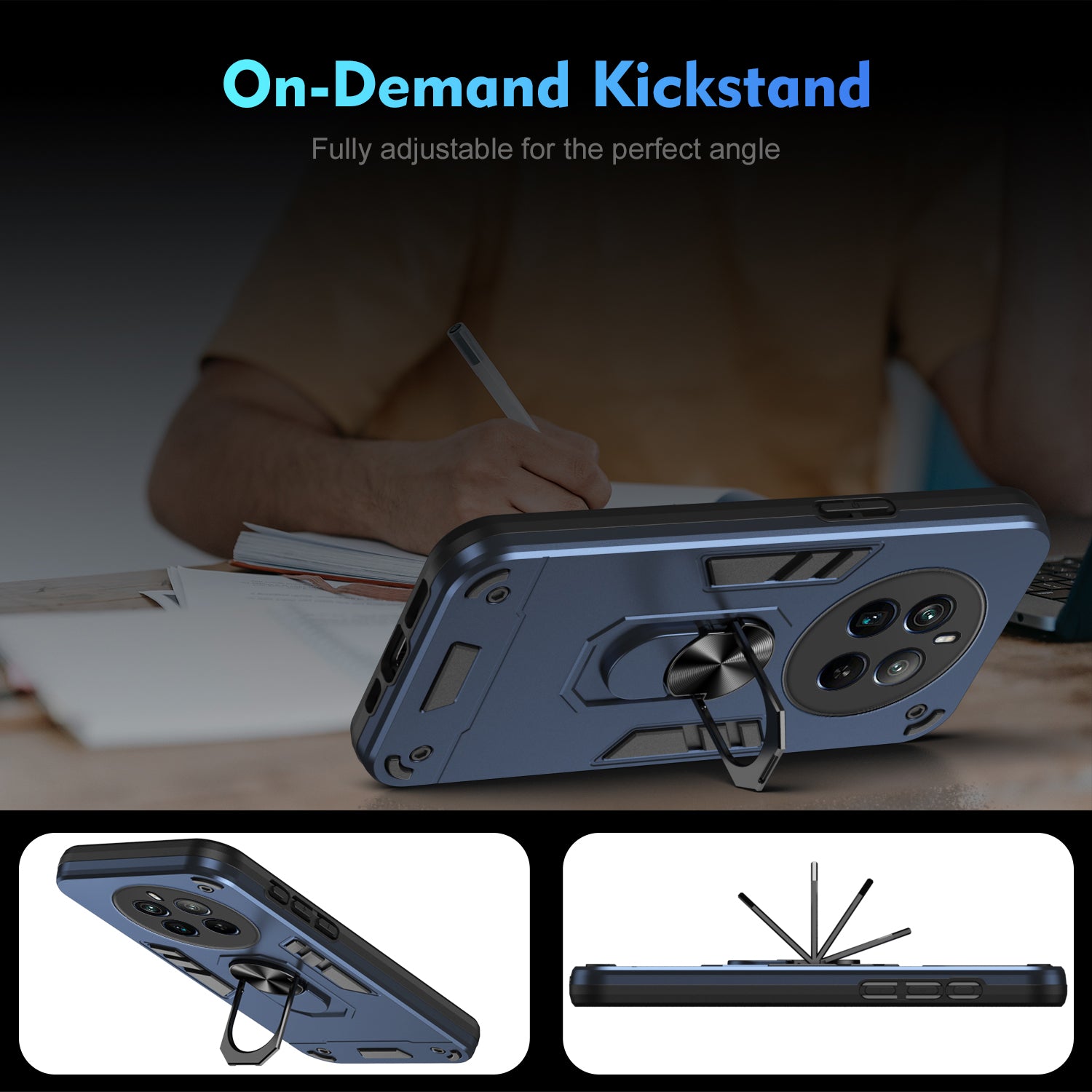 For Realme 12 Pro 5G / 12 Pro+ 5G Case Kickstand PC+TPU Anti-Fall Protection Phone Cover