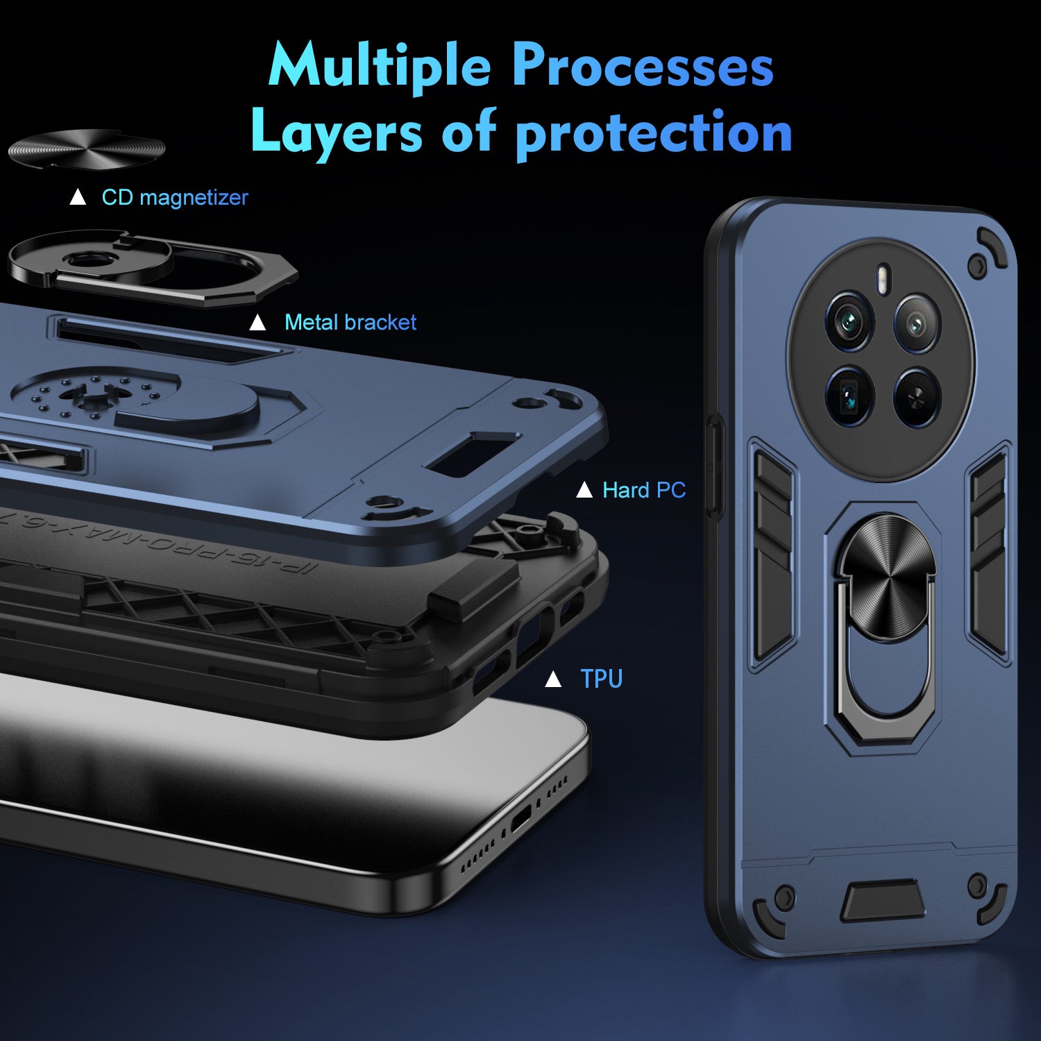 For Realme 12 Pro 5G / 12 Pro+ 5G Case Kickstand PC+TPU Anti-Fall Protection Phone Cover