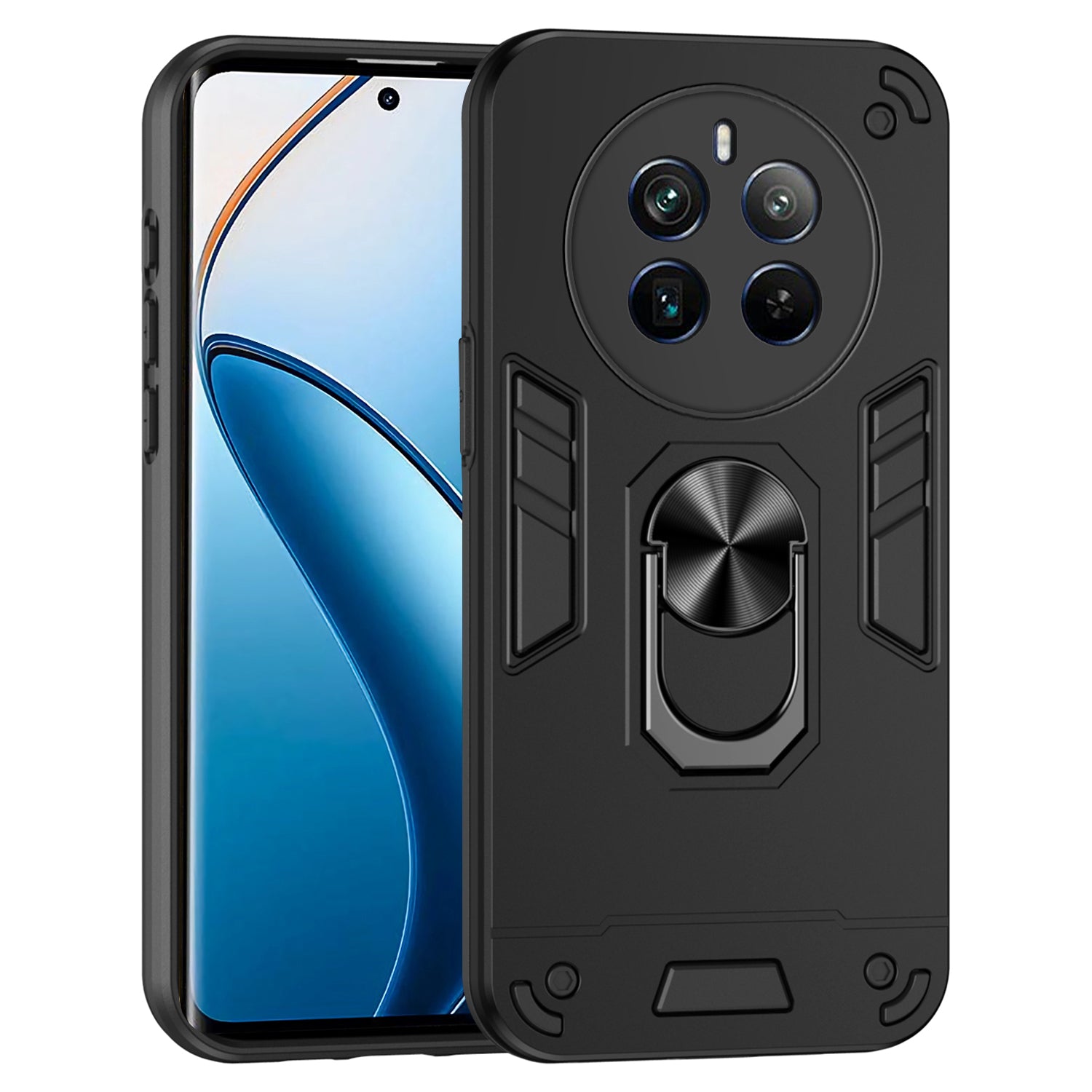 For Realme 12 Pro 5G / 12 Pro+ 5G Case Kickstand PC+TPU Anti-Fall Protection Phone Cover