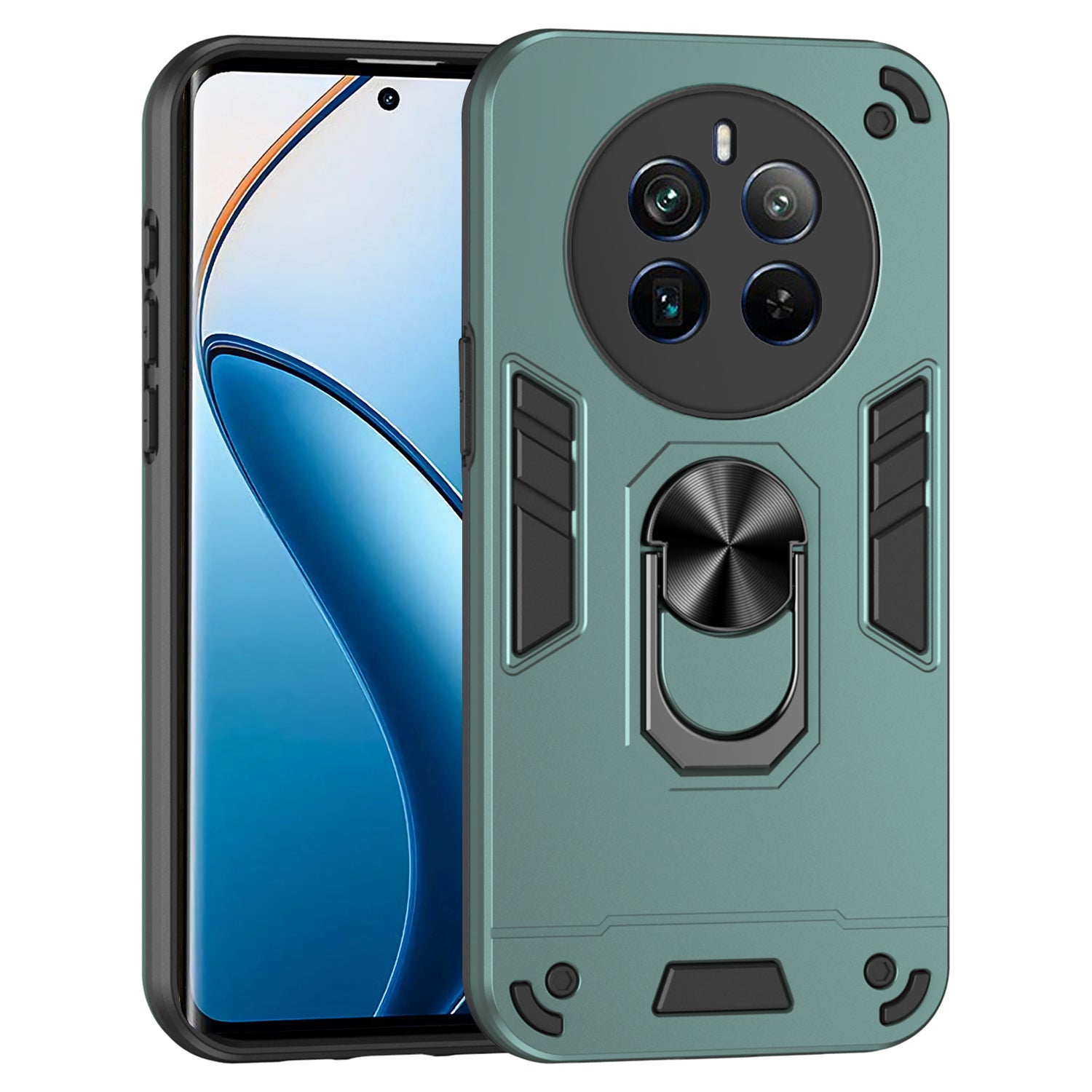 For Realme 12 Pro 5G / 12 Pro+ 5G Case Kickstand PC+TPU Anti-Fall Protection Phone Cover