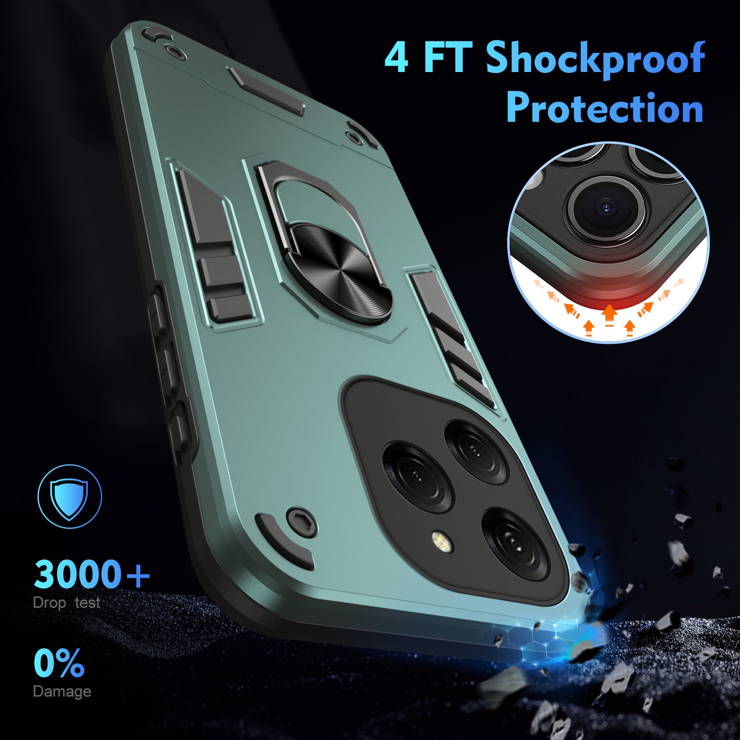 For Transsion Tecno Spark 20 Pro / Infinix Hot 40 Pro Case PC+TPU Kickstand Magnetic Car Mount Phone Cover