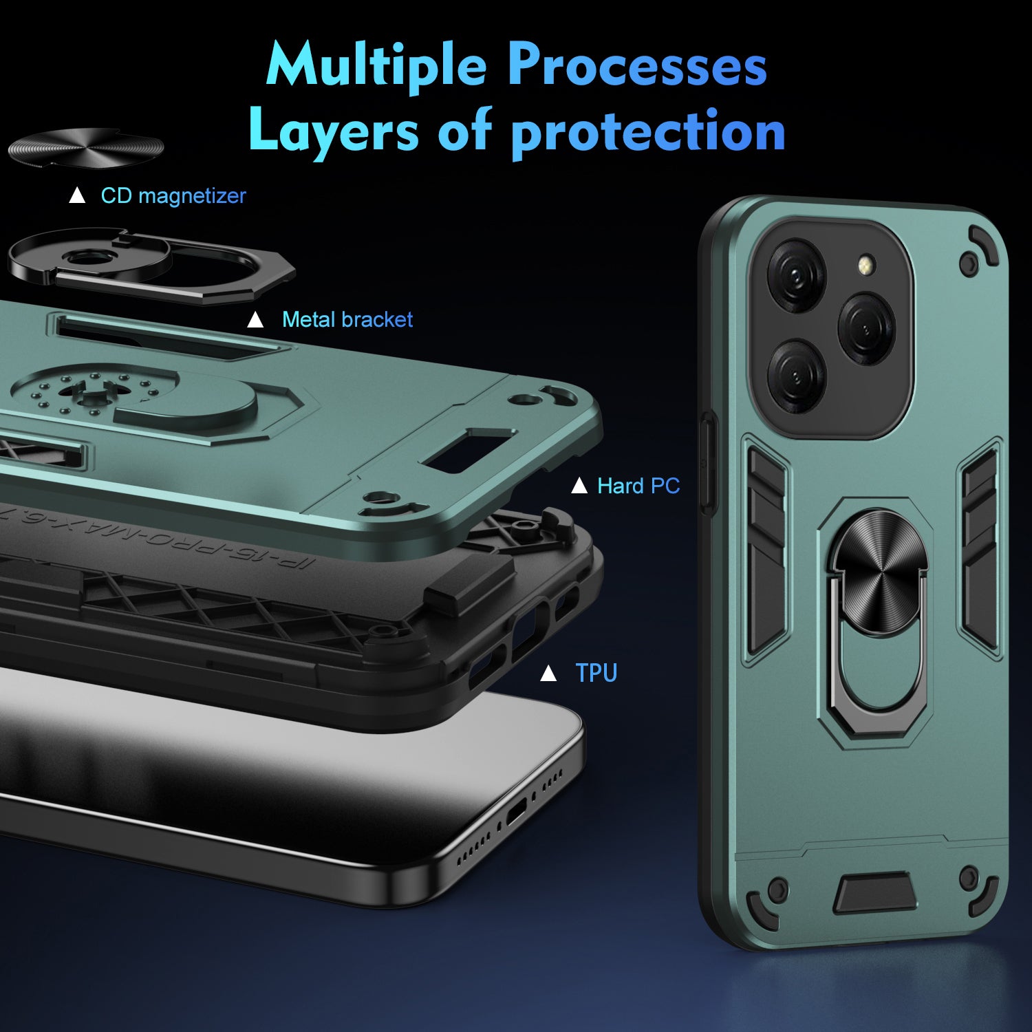 For Transsion Tecno Spark 20 Pro / Infinix Hot 40 Pro Case PC+TPU Kickstand Magnetic Car Mount Phone Cover