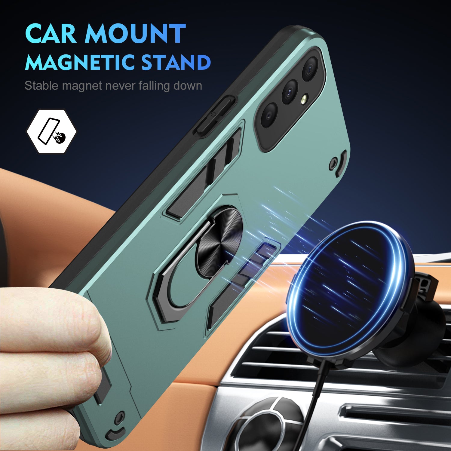 For Samsung Galaxy A35 5G Case Ring Kickstand PC+TPU Scratch-proof Phone Shell