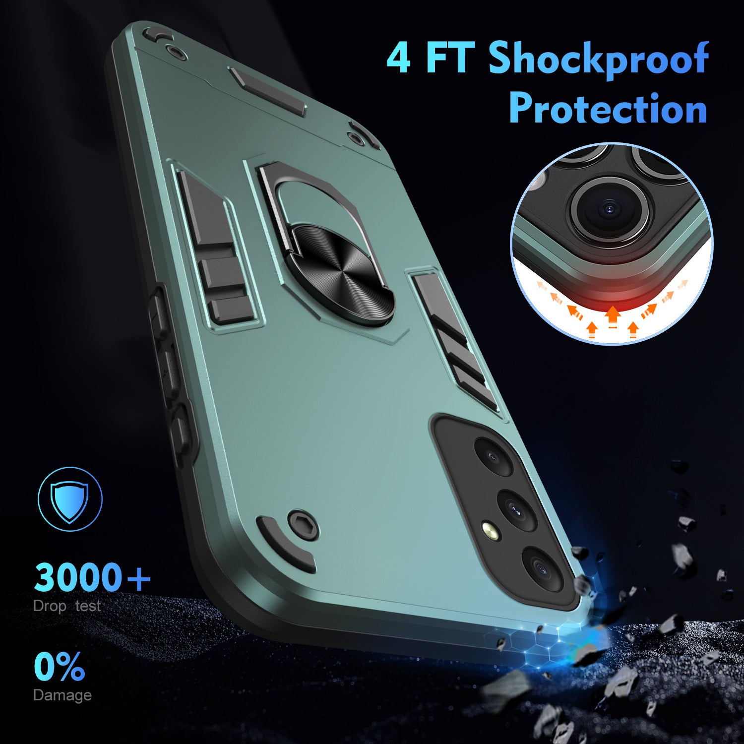 For Samsung Galaxy A35 5G Case Ring Kickstand PC+TPU Scratch-proof Phone Shell