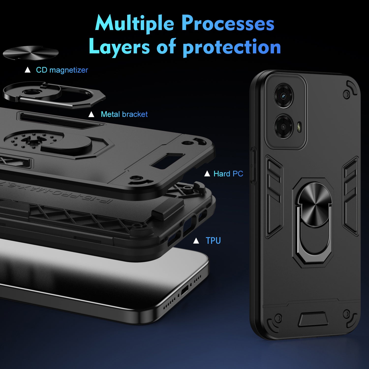 For Motorola Moto G 5G (2024) Case Kickstand Phone Cover Support Magnetic Car Mount
