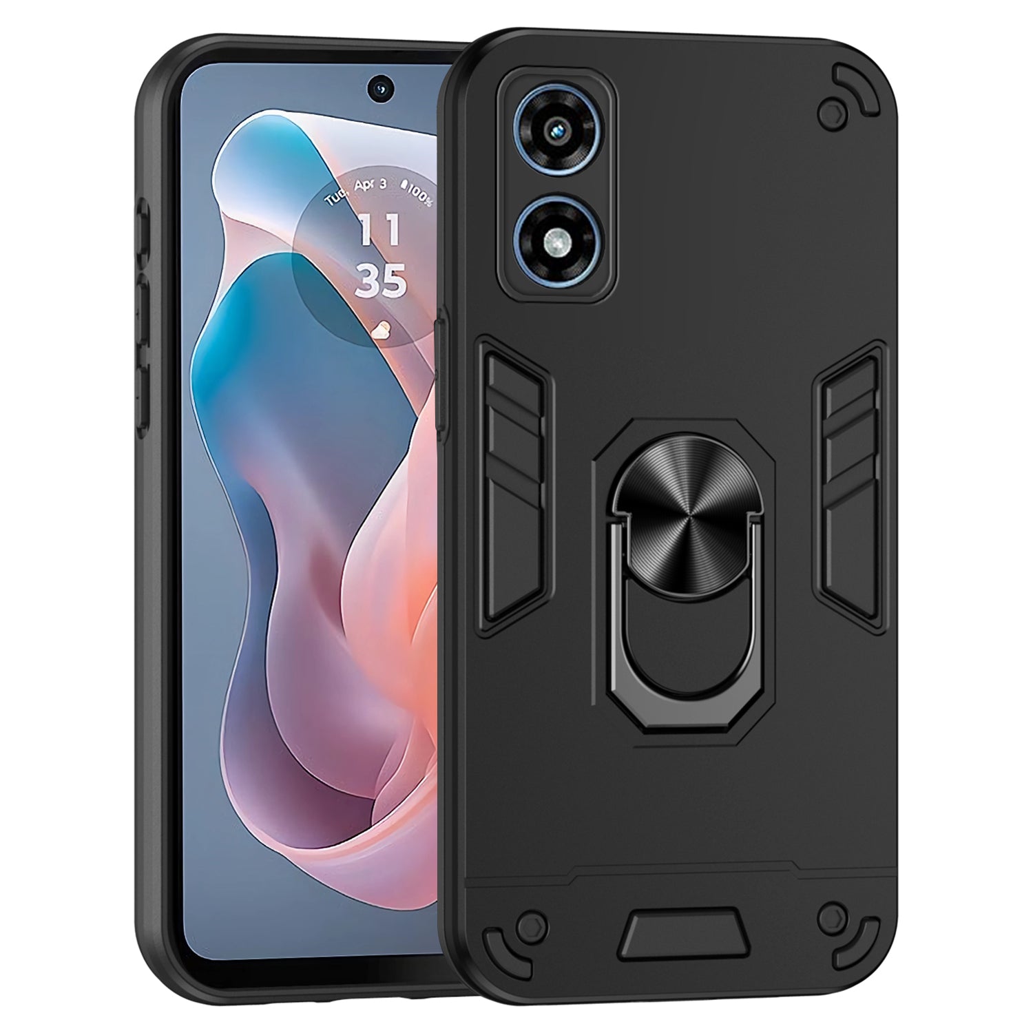For Motorola Moto G Play (2024) 4G Case Dual Layer Hybrid PC+TPU Kickstand Phone Cover