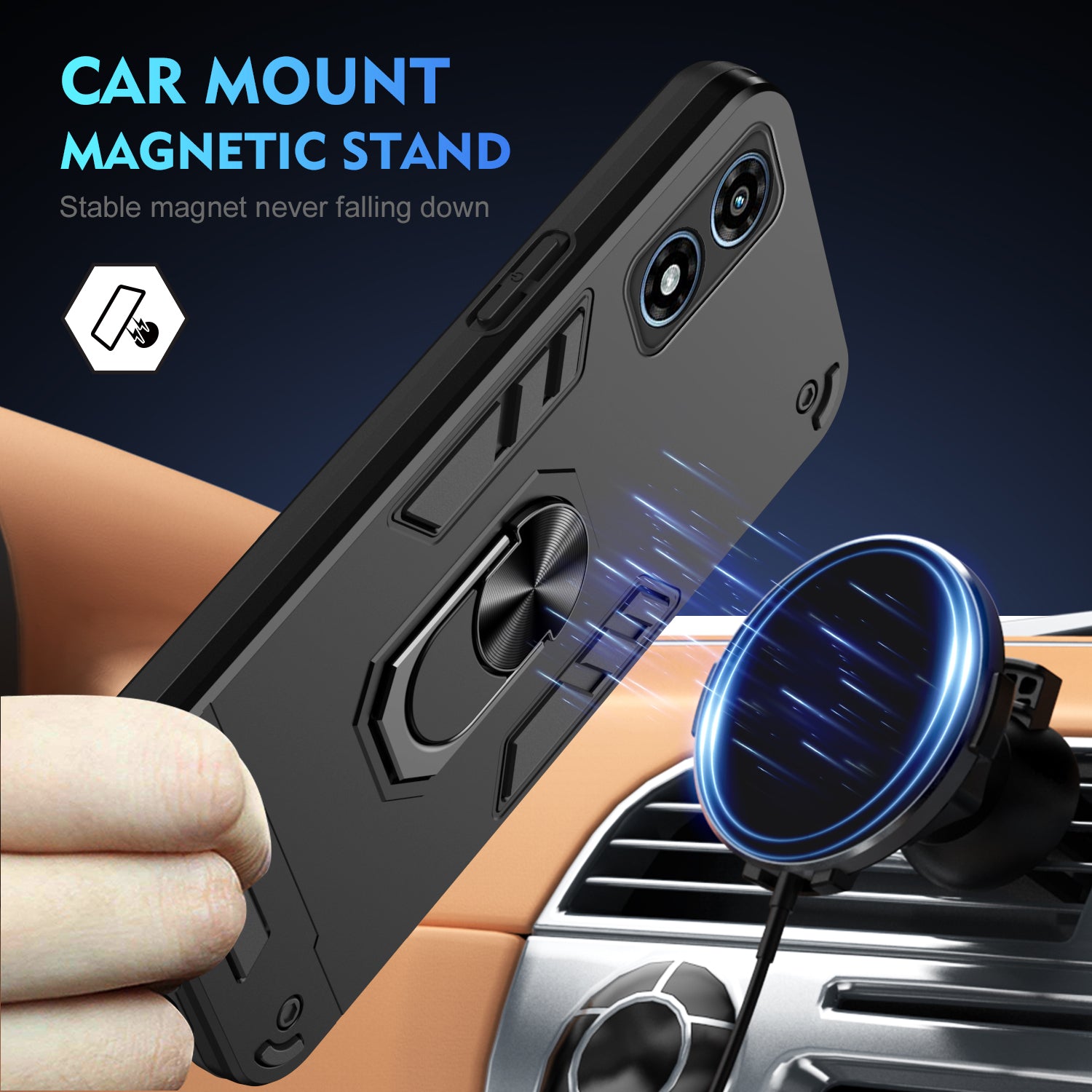 For Motorola Moto G Play (2024) 4G Case Dual Layer Hybrid PC+TPU Kickstand Phone Cover