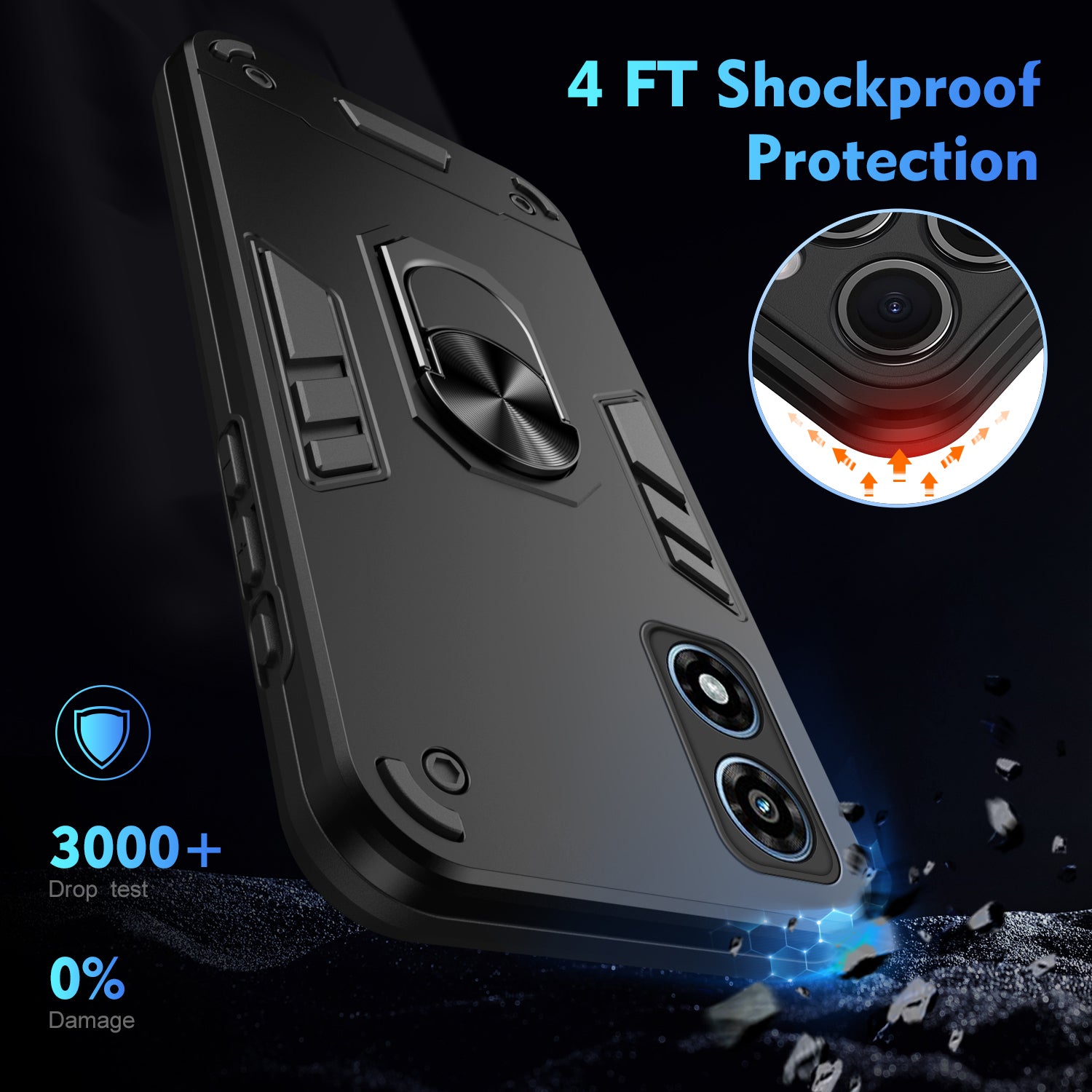 For Motorola Moto G Play (2024) 4G Case Dual Layer Hybrid PC+TPU Kickstand Phone Cover