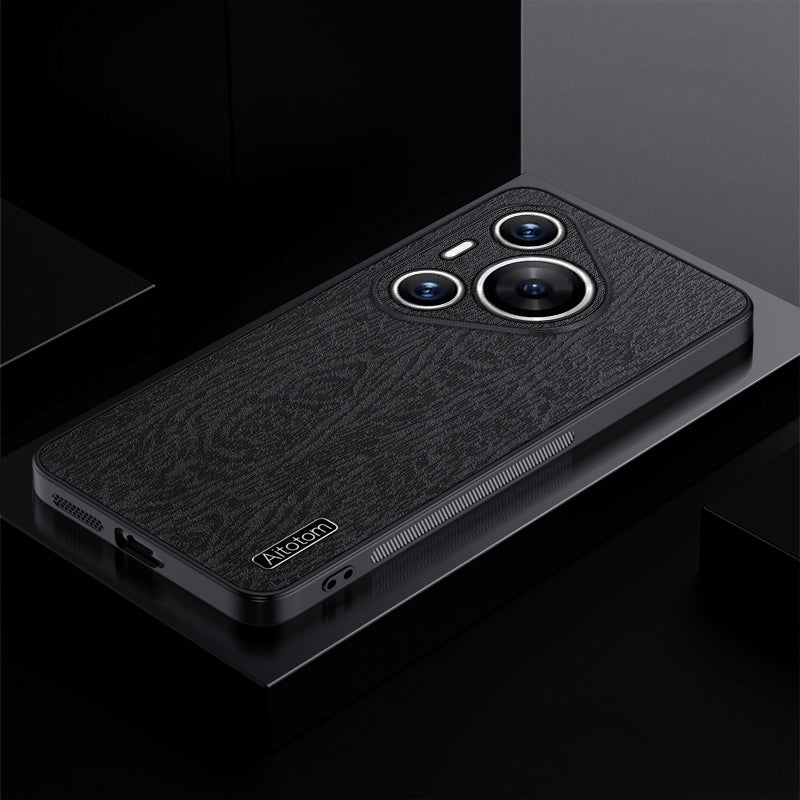 For Huawei Pura 70 Pro / Pura 70 Pro+ Case Wood Texture Leather Coating Hybrid Phone Cover