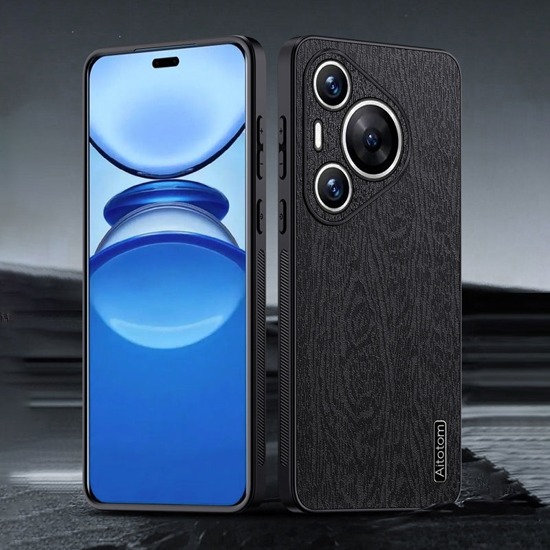 For Huawei Pura 70 Pro / Pura 70 Pro+ Case Wood Texture Leather Coating Hybrid Phone Cover