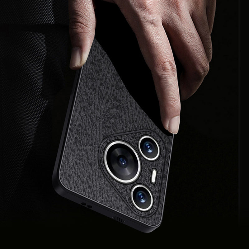 For Huawei Pura 70 Pro / Pura 70 Pro+ Case Wood Texture Leather Coating Hybrid Phone Cover