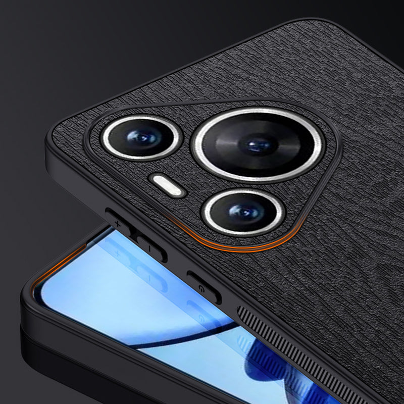 For Huawei Pura 70 Pro / Pura 70 Pro+ Case Wood Texture Leather Coating Hybrid Phone Cover
