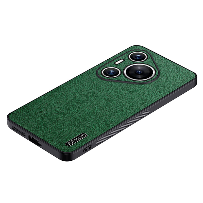 For Huawei Pura 70 Pro / Pura 70 Pro+ Case Wood Texture Leather Coating Hybrid Phone Cover