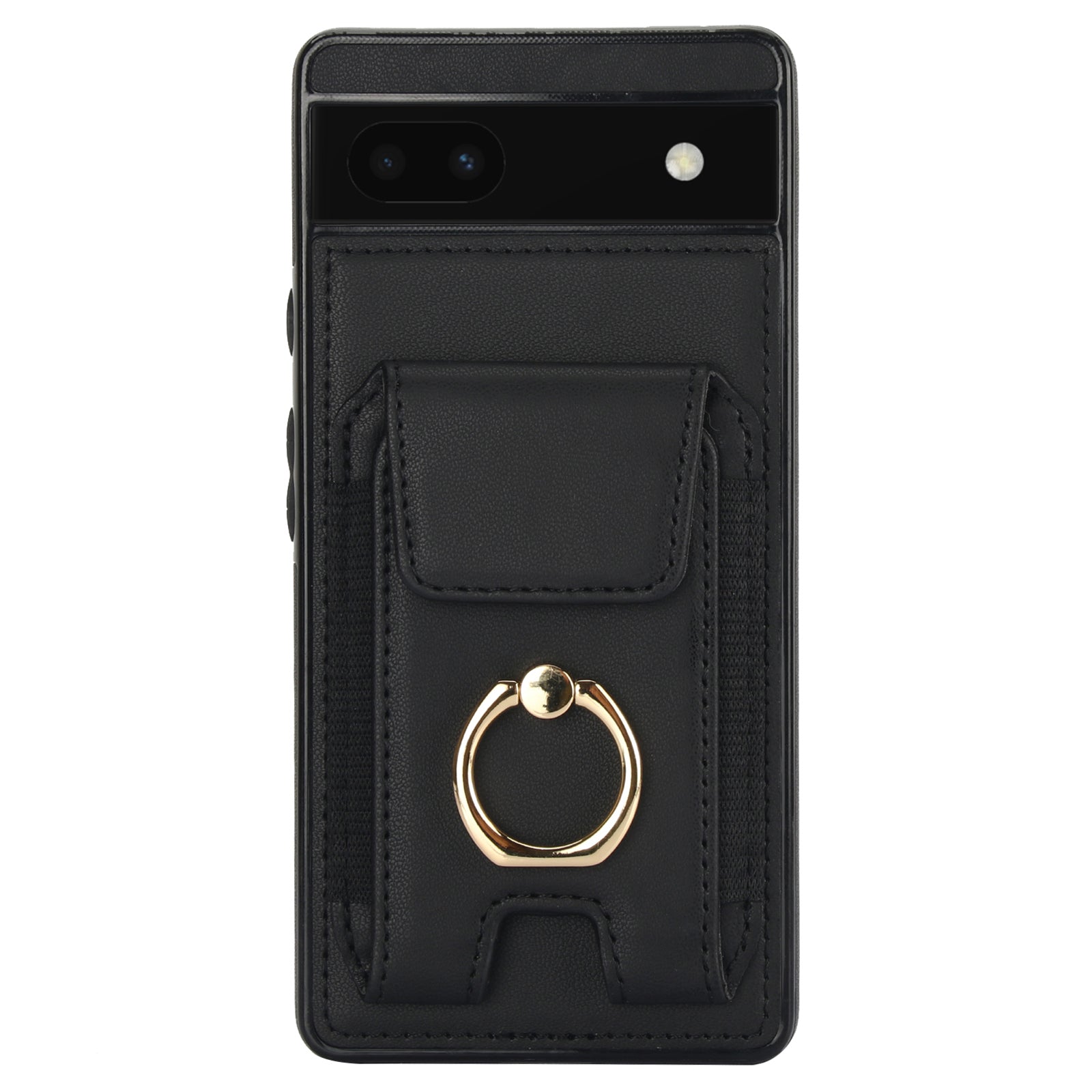 For Google Pixel 6a Phone Case PU Leather+TPU Card Holder Cover with Ring Holder