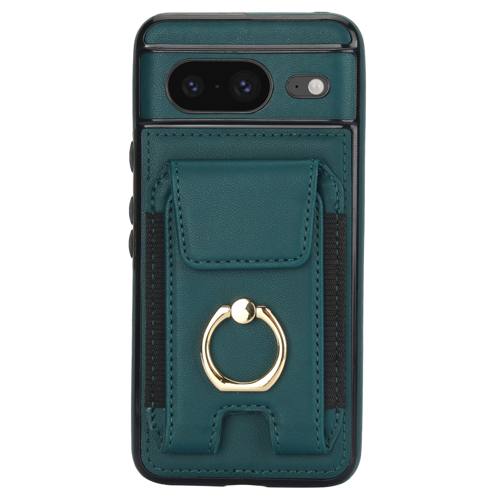 For Google Pixel 8 Case Ring Holder PU Leather+TPU Card Holder Phone Cover