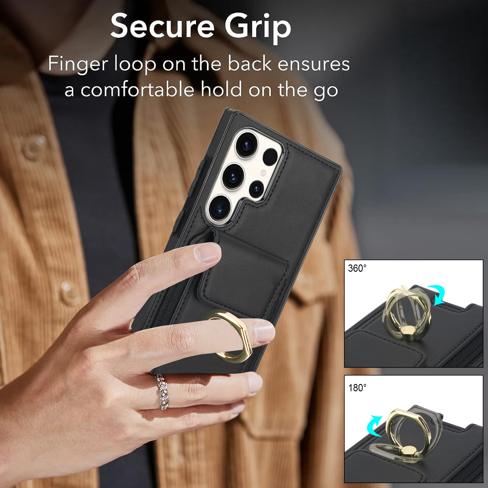 For Samsung Galaxy S23 Ultra Case Leather + TPU Kickstand Card Holder Phone Cover