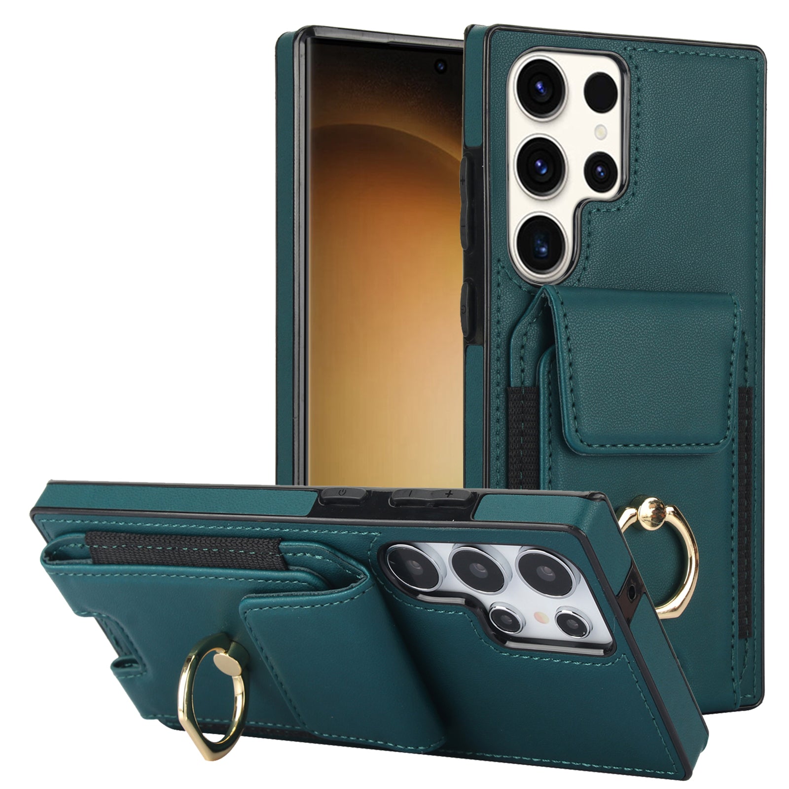 For Samsung Galaxy S23 Ultra Case Leather + TPU Kickstand Card Holder Phone Cover