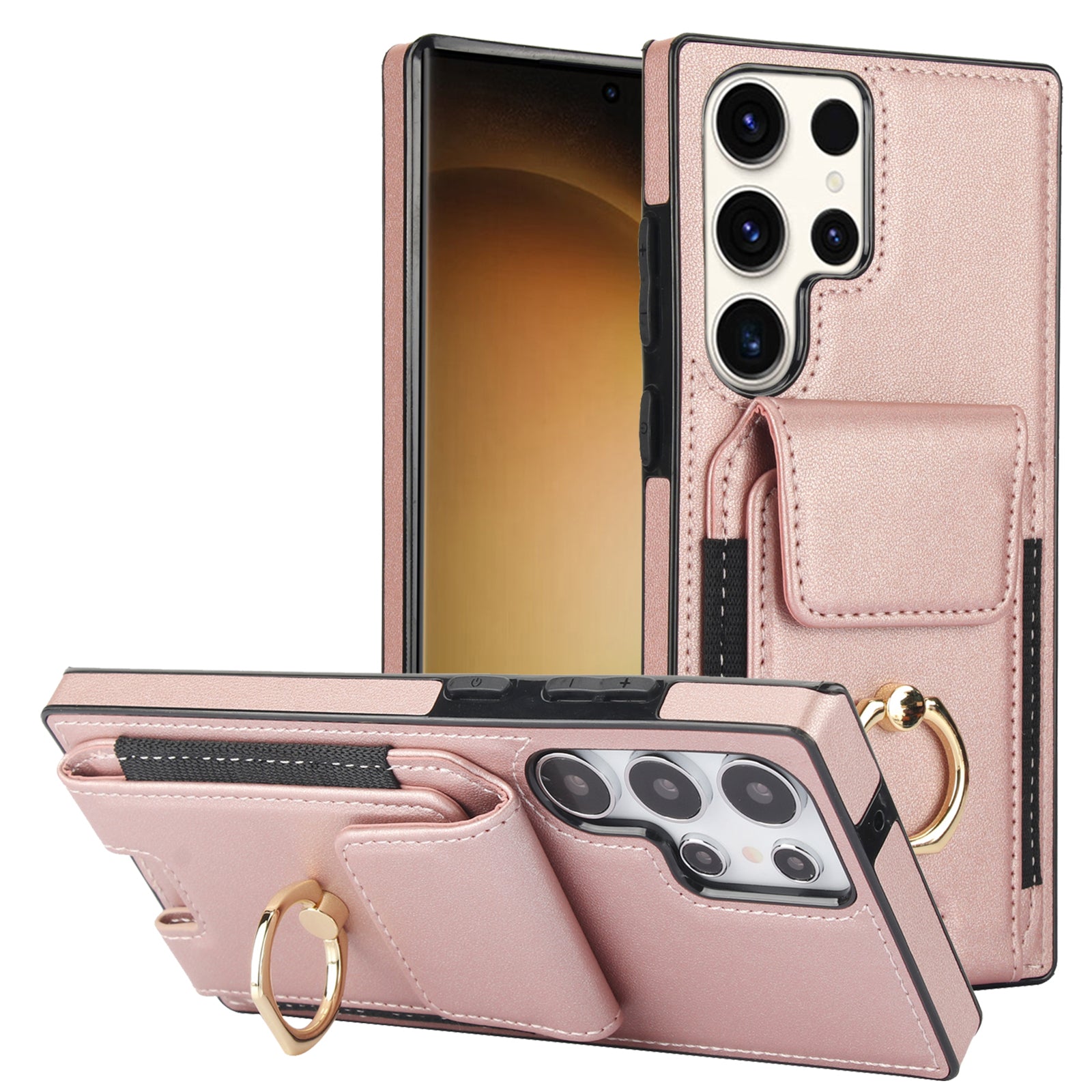For Samsung Galaxy S23 Ultra Case Leather + TPU Kickstand Card Holder Phone Cover