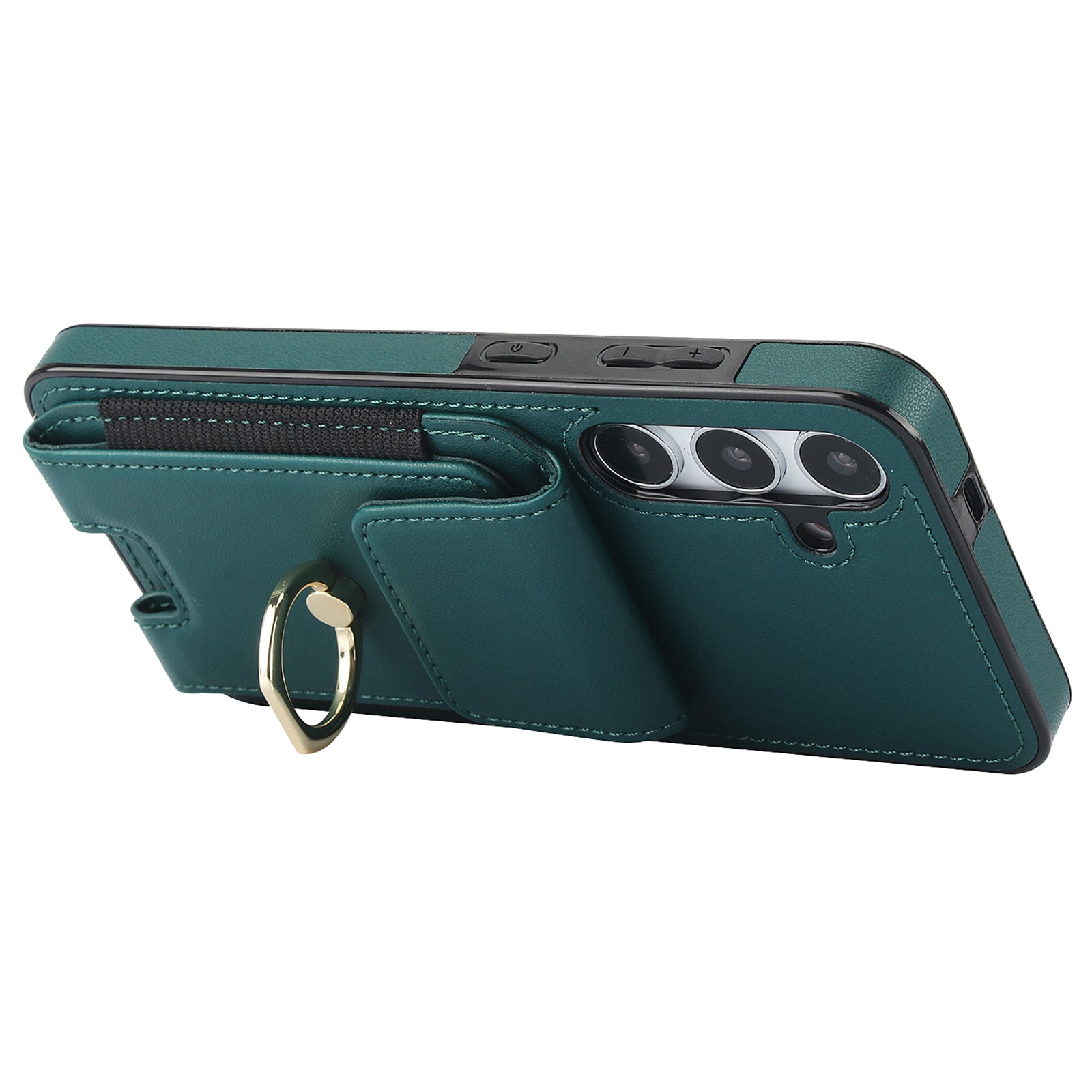 For Samsung Galaxy S24 Case Leather Coated TPU Kickstand Card Holder Phone Cover