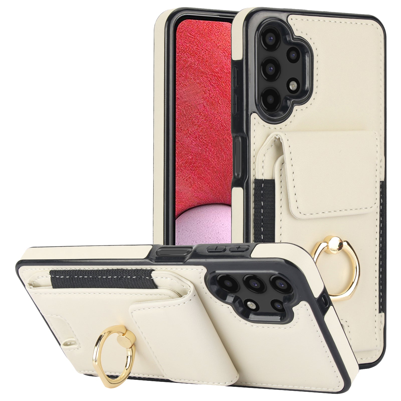 For Samsung Galaxy A13 5G / 4G Case Leather+TPU Phone Cover with Rotary Kickstand Card Holder