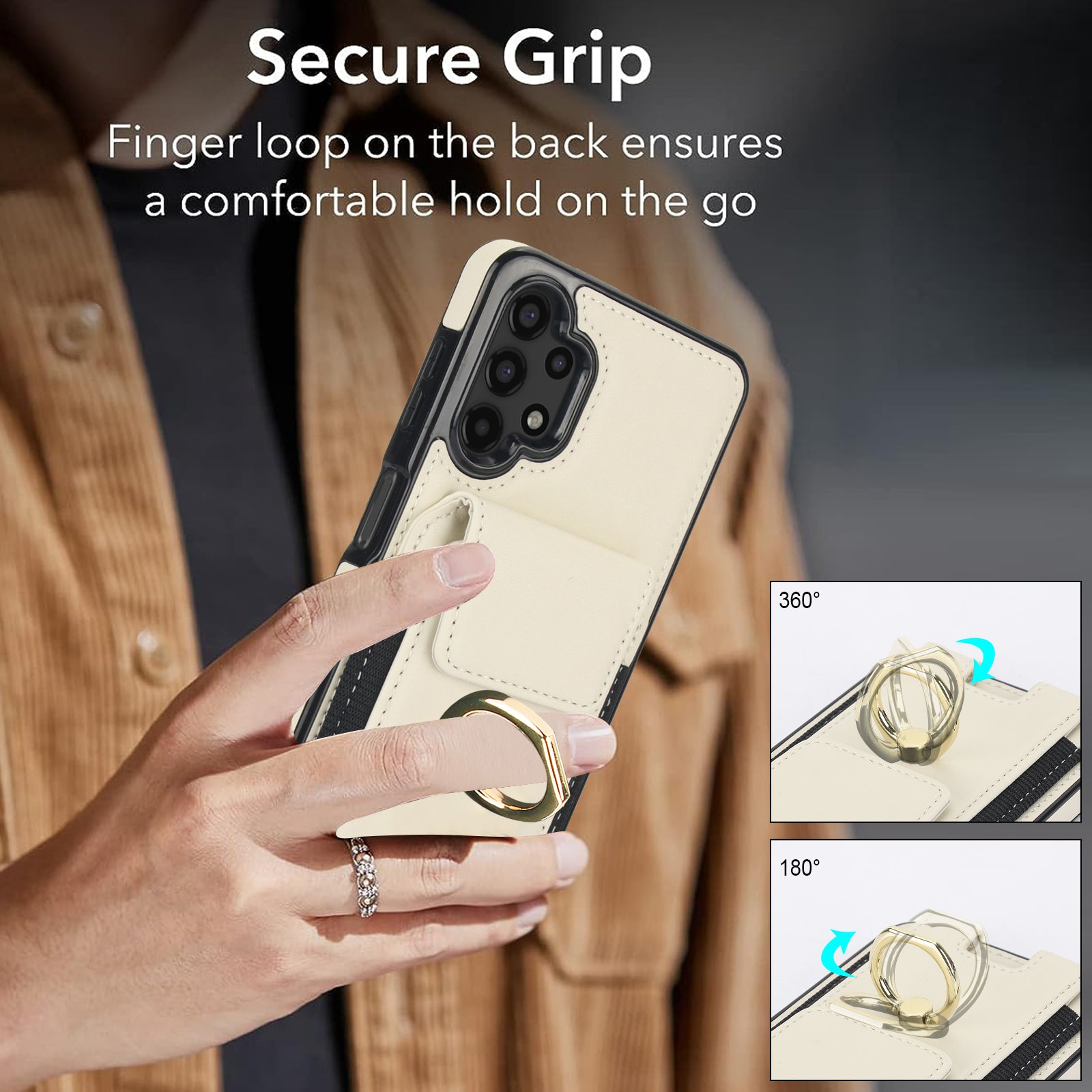 For Samsung Galaxy A13 5G / 4G Case Leather+TPU Phone Cover with Rotary Kickstand Card Holder