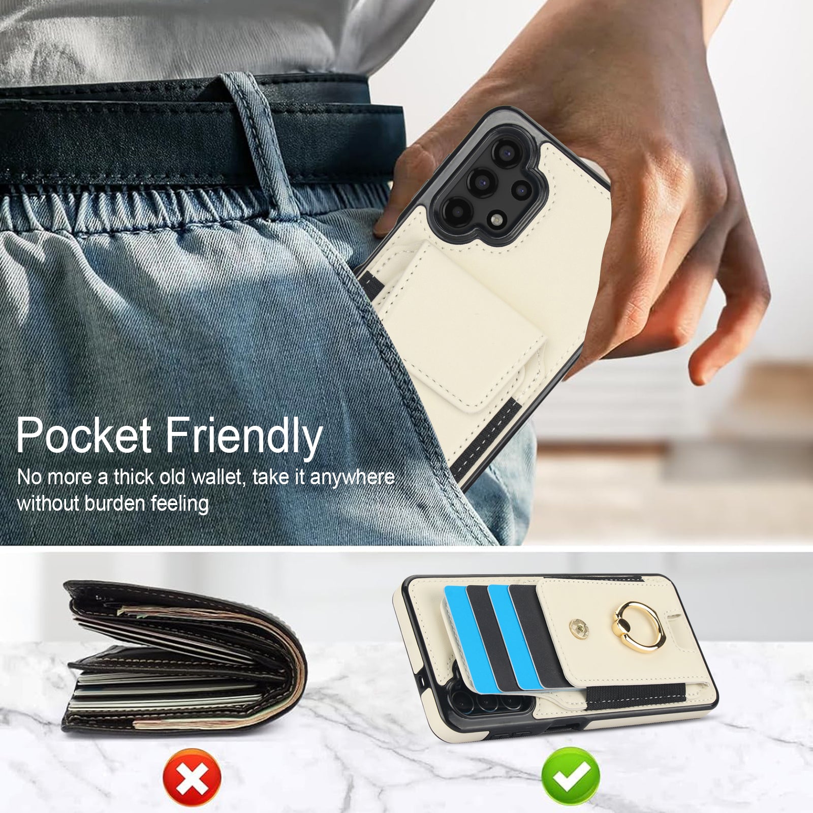 For Samsung Galaxy A13 5G / 4G Case Leather+TPU Phone Cover with Rotary Kickstand Card Holder
