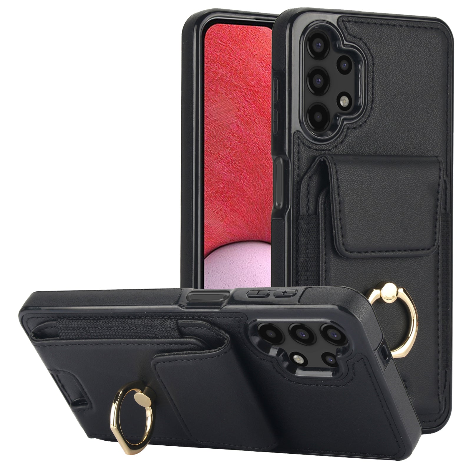 For Samsung Galaxy A13 5G / 4G Case Leather+TPU Phone Cover with Rotary Kickstand Card Holder