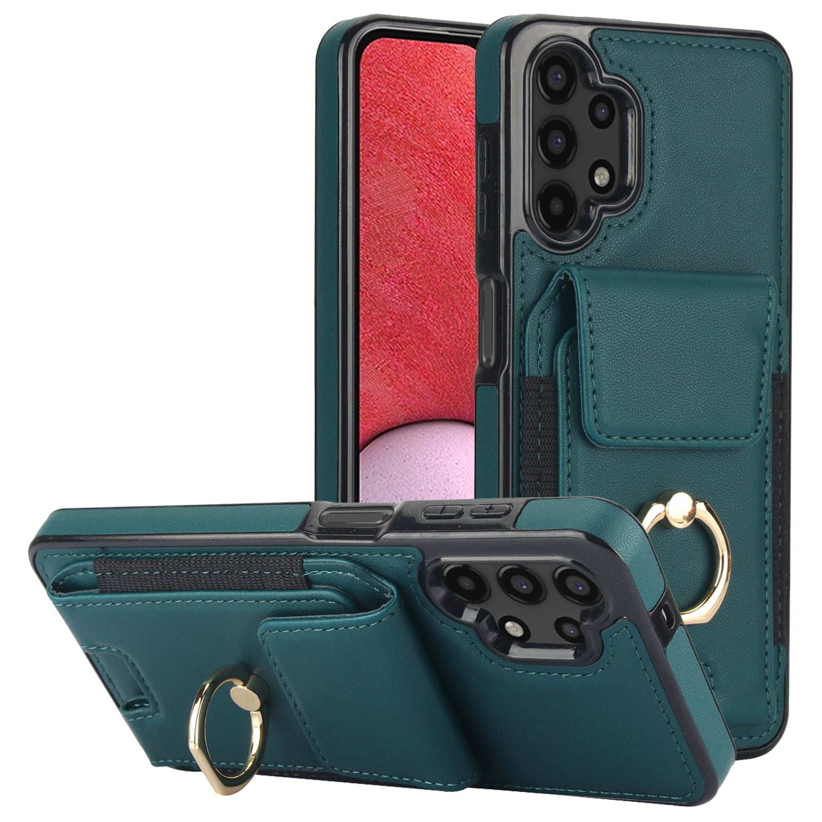 For Samsung Galaxy A13 5G / 4G Case Leather+TPU Phone Cover with Rotary Kickstand Card Holder