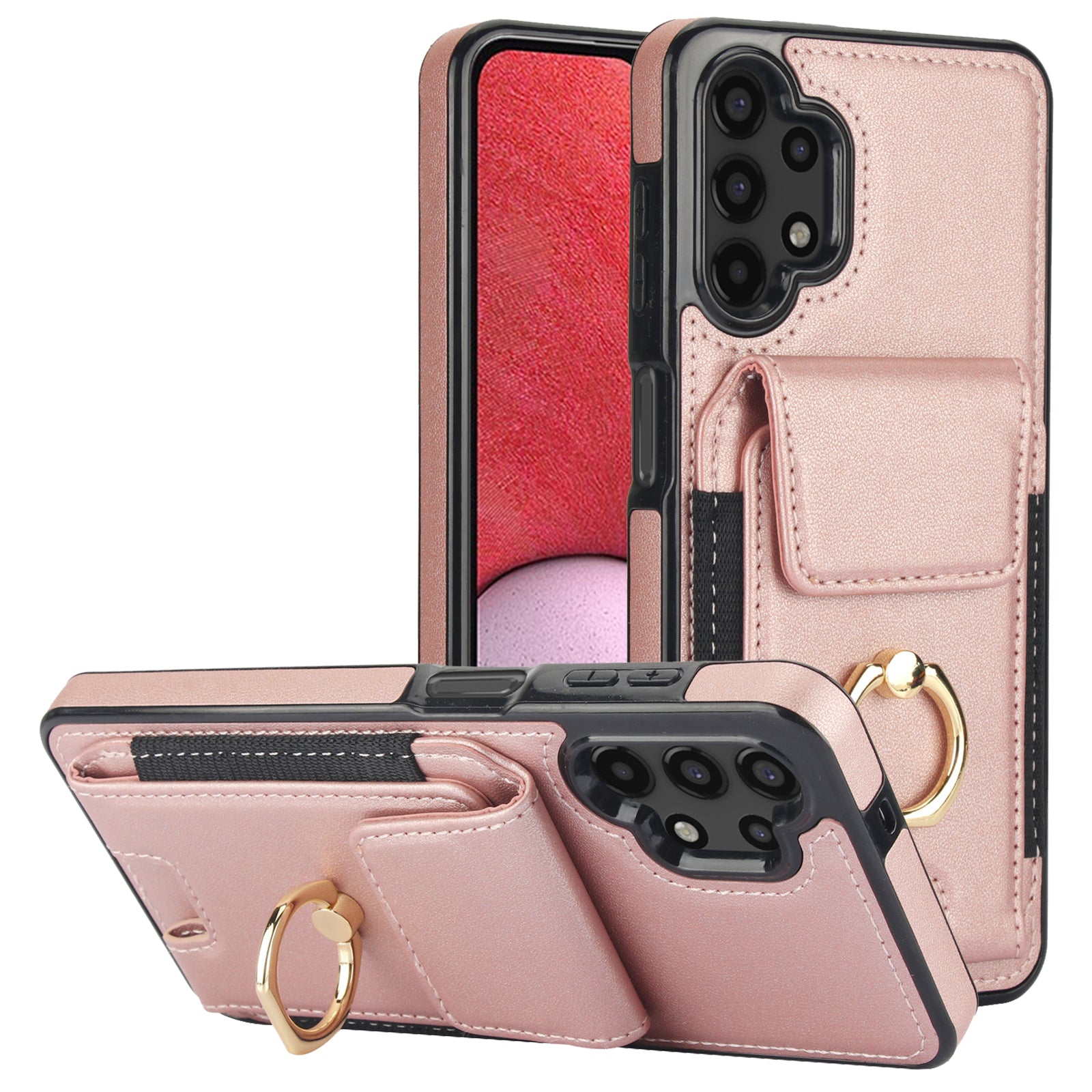 For Samsung Galaxy A13 5G / 4G Case Leather+TPU Phone Cover with Rotary Kickstand Card Holder