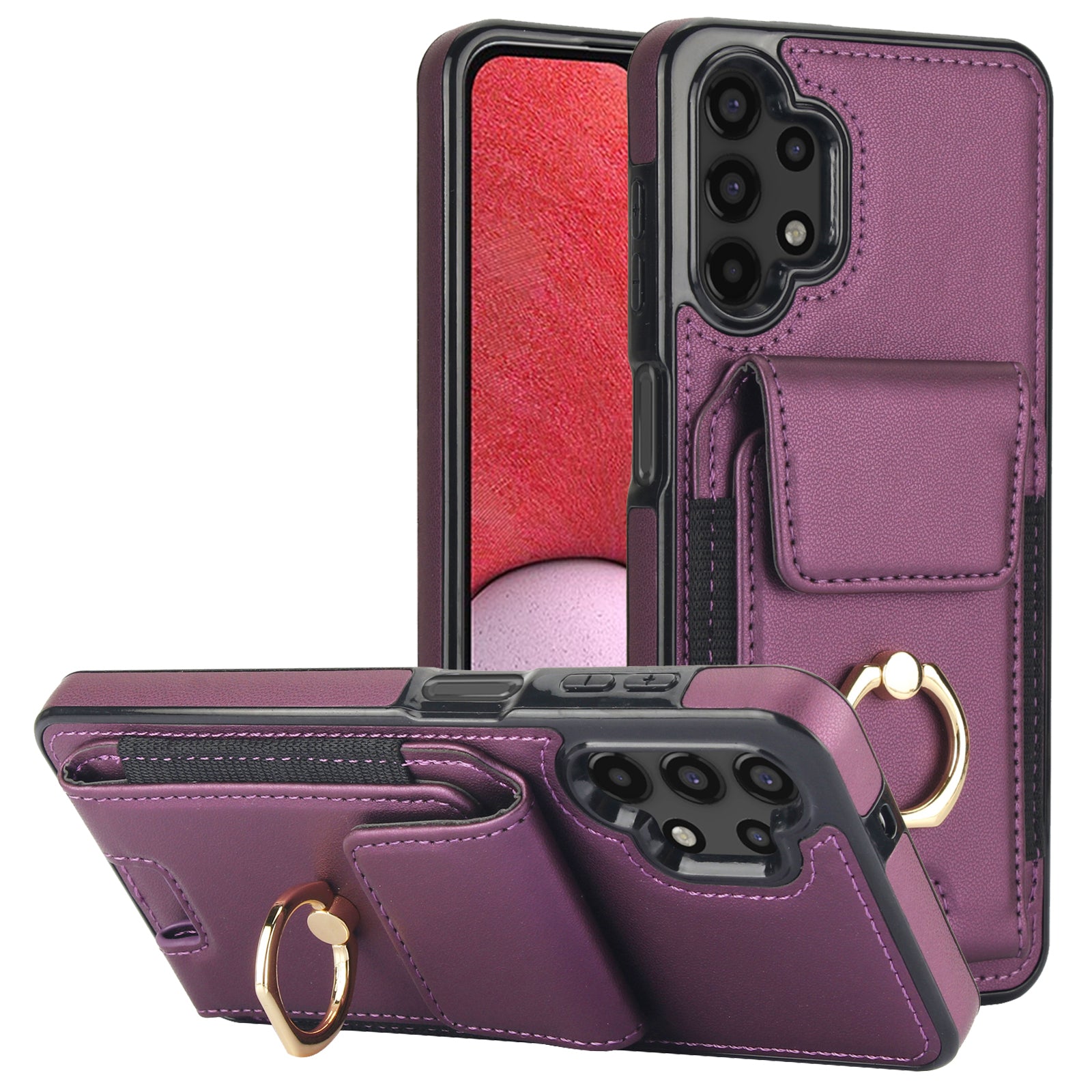 For Samsung Galaxy A13 5G / 4G Case Leather+TPU Phone Cover with Rotary Kickstand Card Holder