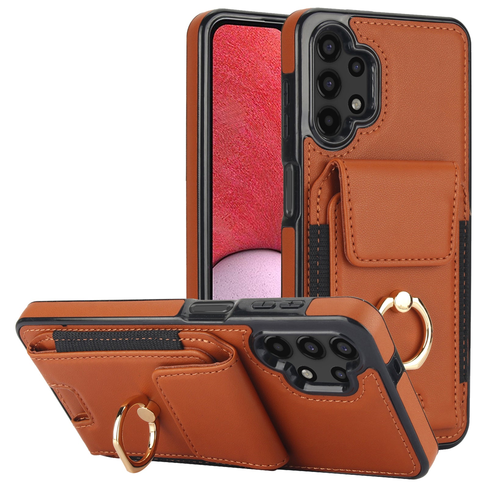 For Samsung Galaxy A13 5G / 4G Case Leather+TPU Phone Cover with Rotary Kickstand Card Holder