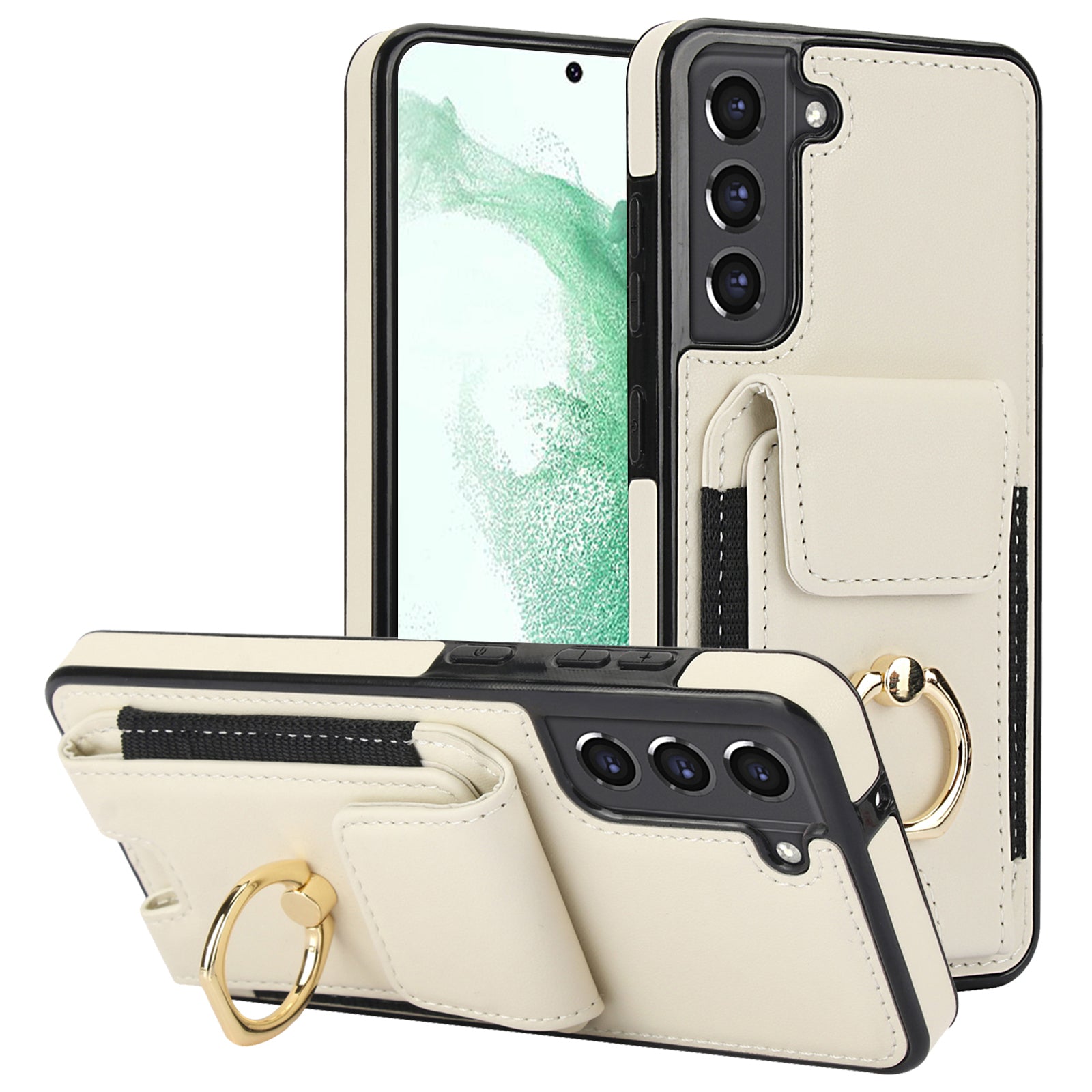 For Samsung Galaxy S22+ 5G Case PU Leather Coated TPU Phone Cover with Card Holder