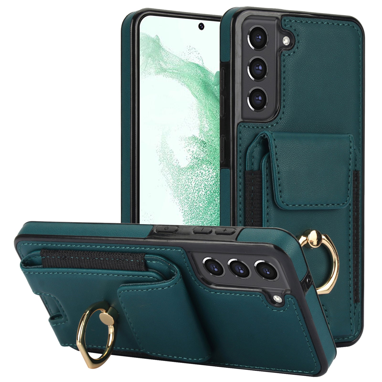 For Samsung Galaxy S22+ 5G Case PU Leather Coated TPU Phone Cover with Card Holder