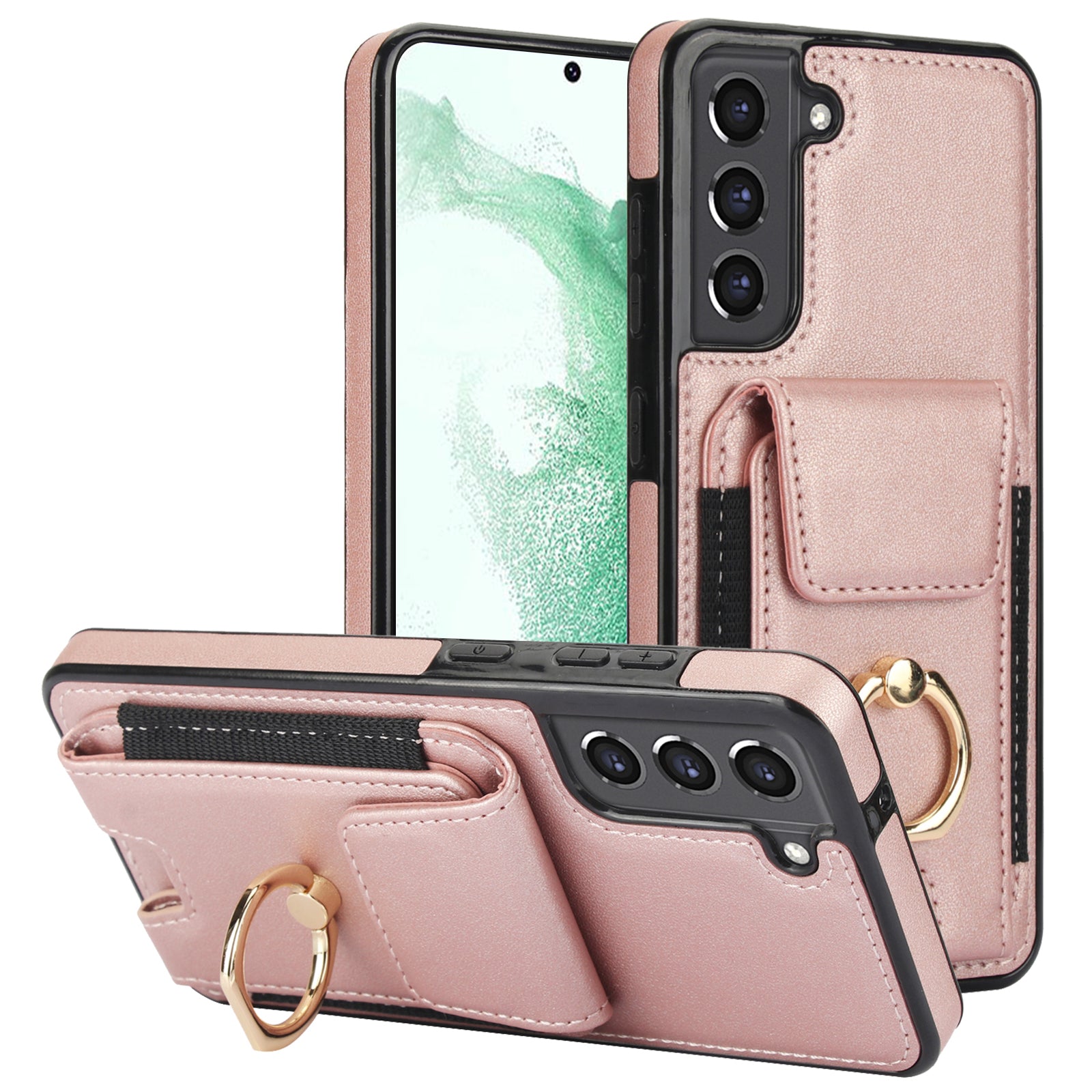 For Samsung Galaxy S22+ 5G Case PU Leather Coated TPU Phone Cover with Card Holder