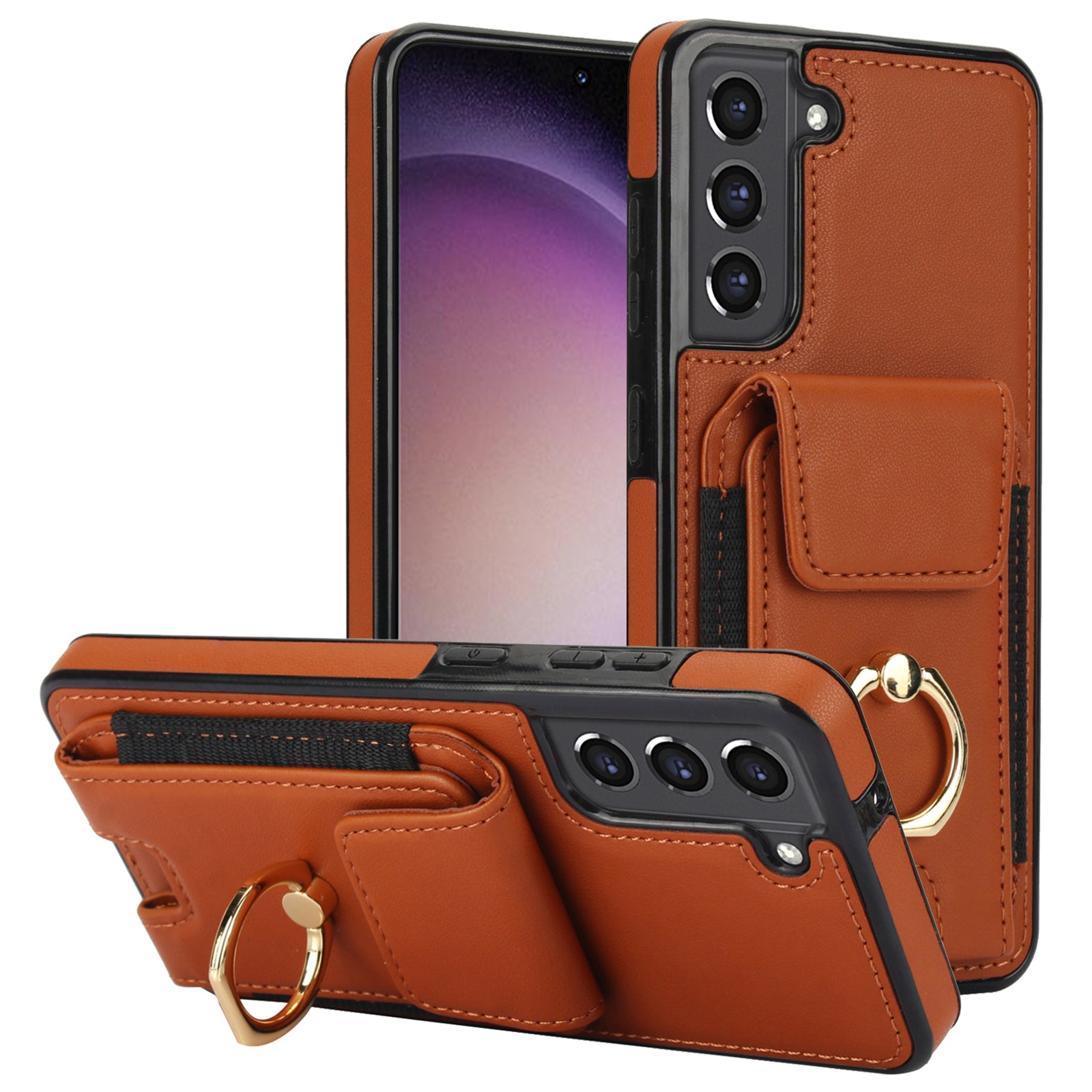 For Samsung Galaxy S23 Kickstand Case PU+TPU Phone Cover with Card Holder