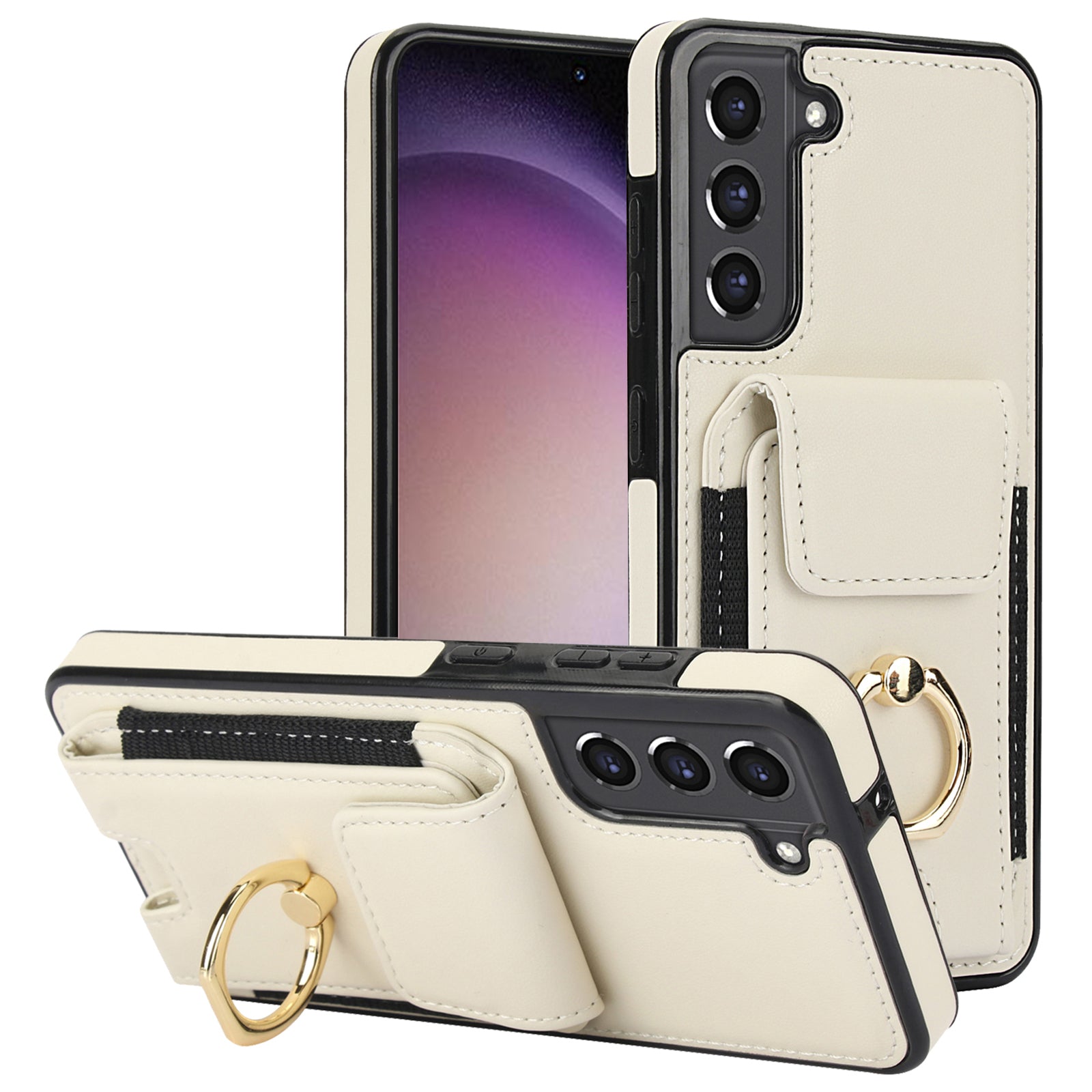 For Samsung Galaxy S23 Kickstand Case PU+TPU Phone Cover with Card Holder
