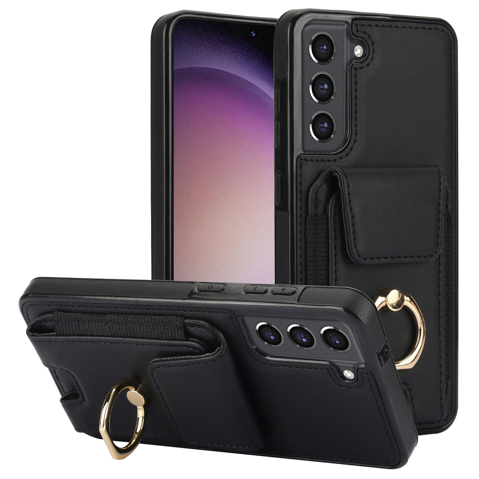 For Samsung Galaxy S23 Kickstand Case PU+TPU Phone Cover with Card Holder