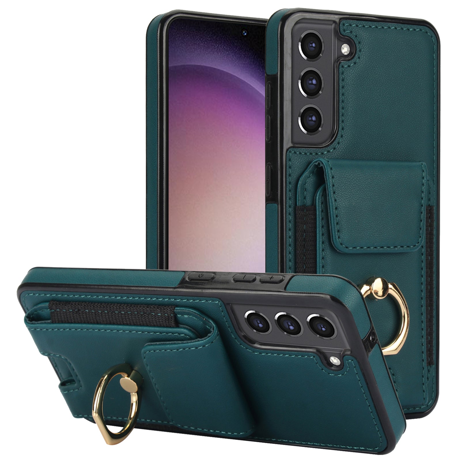 For Samsung Galaxy S23 Kickstand Case PU+TPU Phone Cover with Card Holder