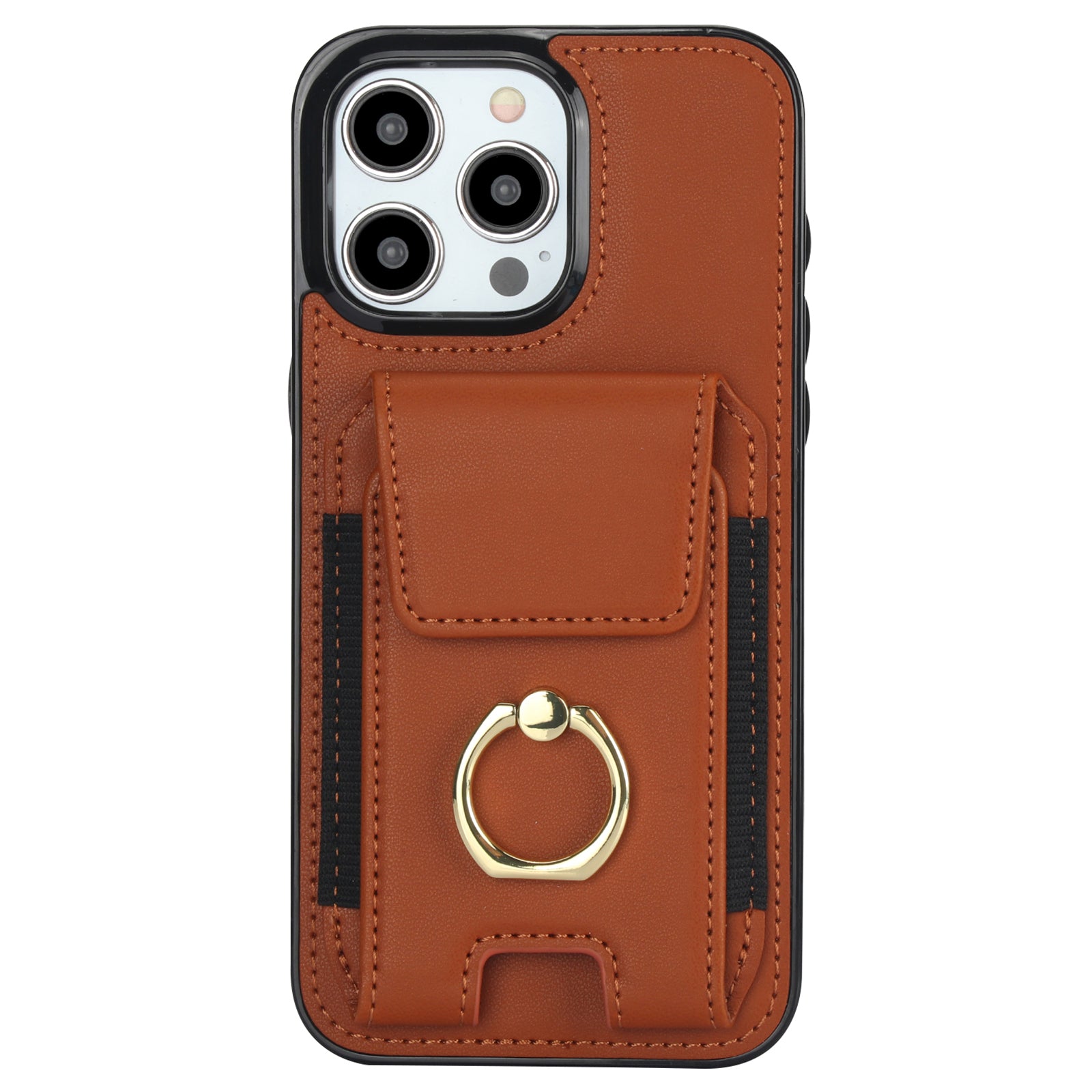 For iPhone 15 Pro Max Case PU Leather+TPU Kickstand Phone Cover with Card Slots