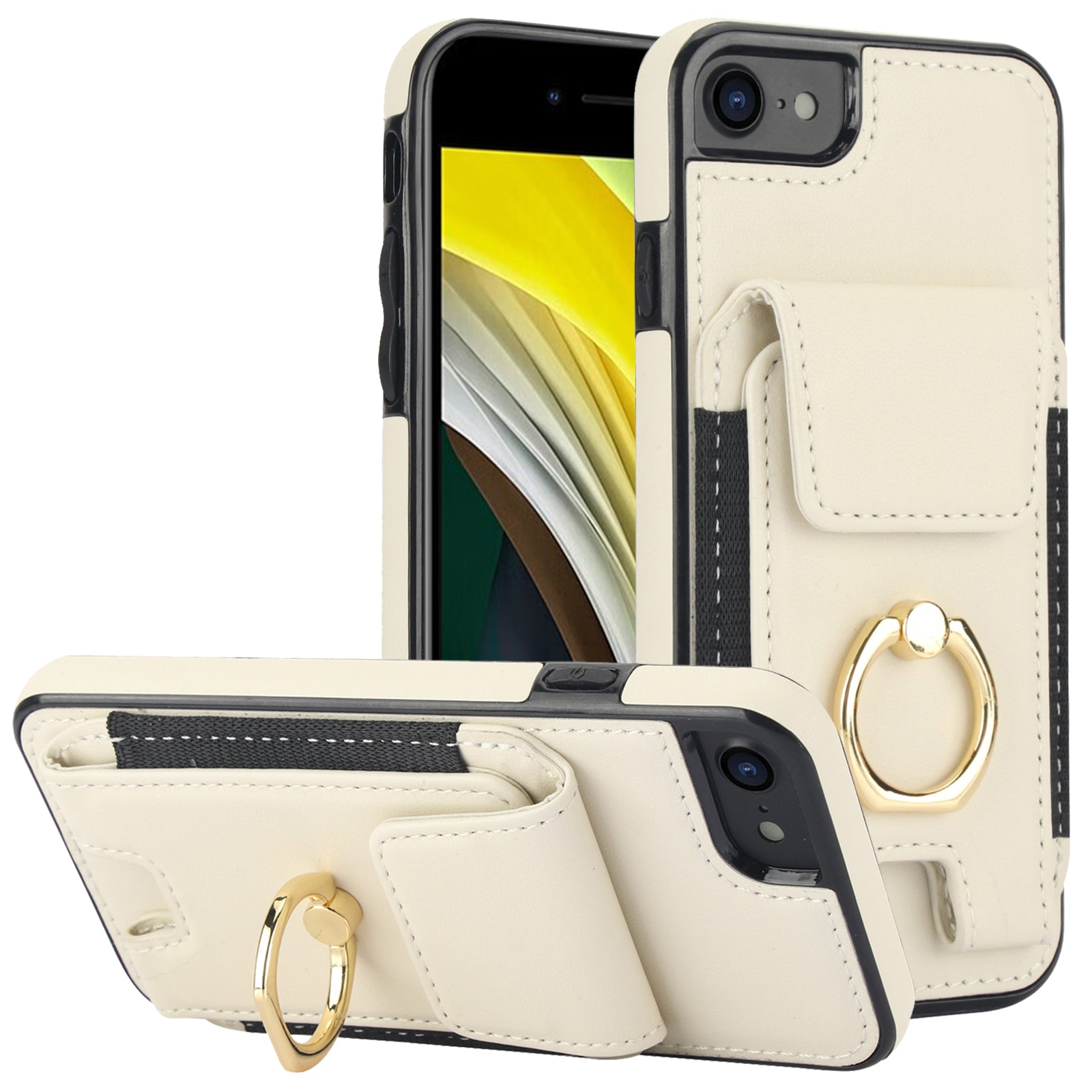For iPhone 7 / 8 / SE (2020) / SE (2022) Kickstand Case Card Slots PU Leather+TPU Phone Cover