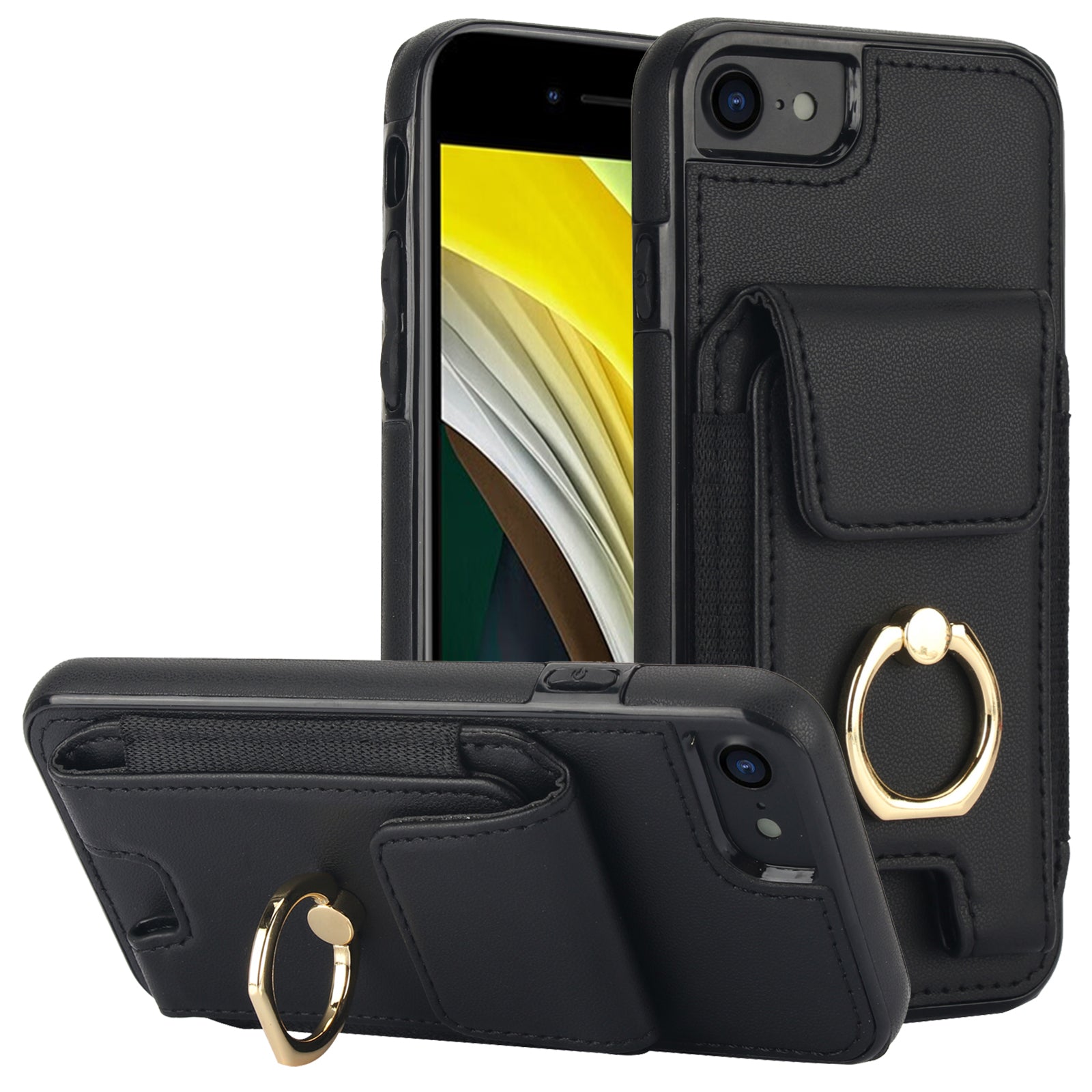 For iPhone 7 / 8 / SE (2020) / SE (2022) Kickstand Case Card Slots PU Leather+TPU Phone Cover