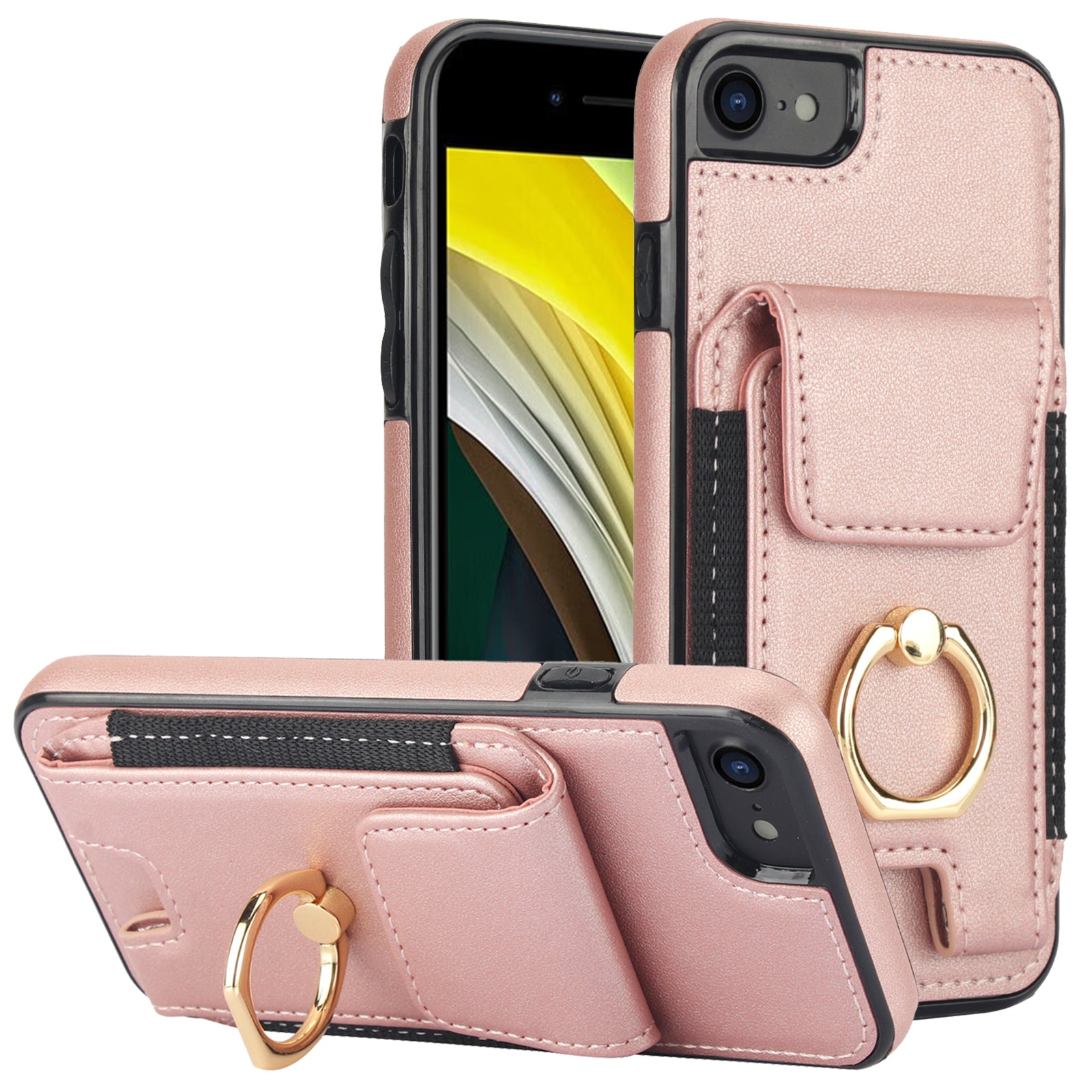 For iPhone 7 / 8 / SE (2020) / SE (2022) Kickstand Case Card Slots PU Leather+TPU Phone Cover